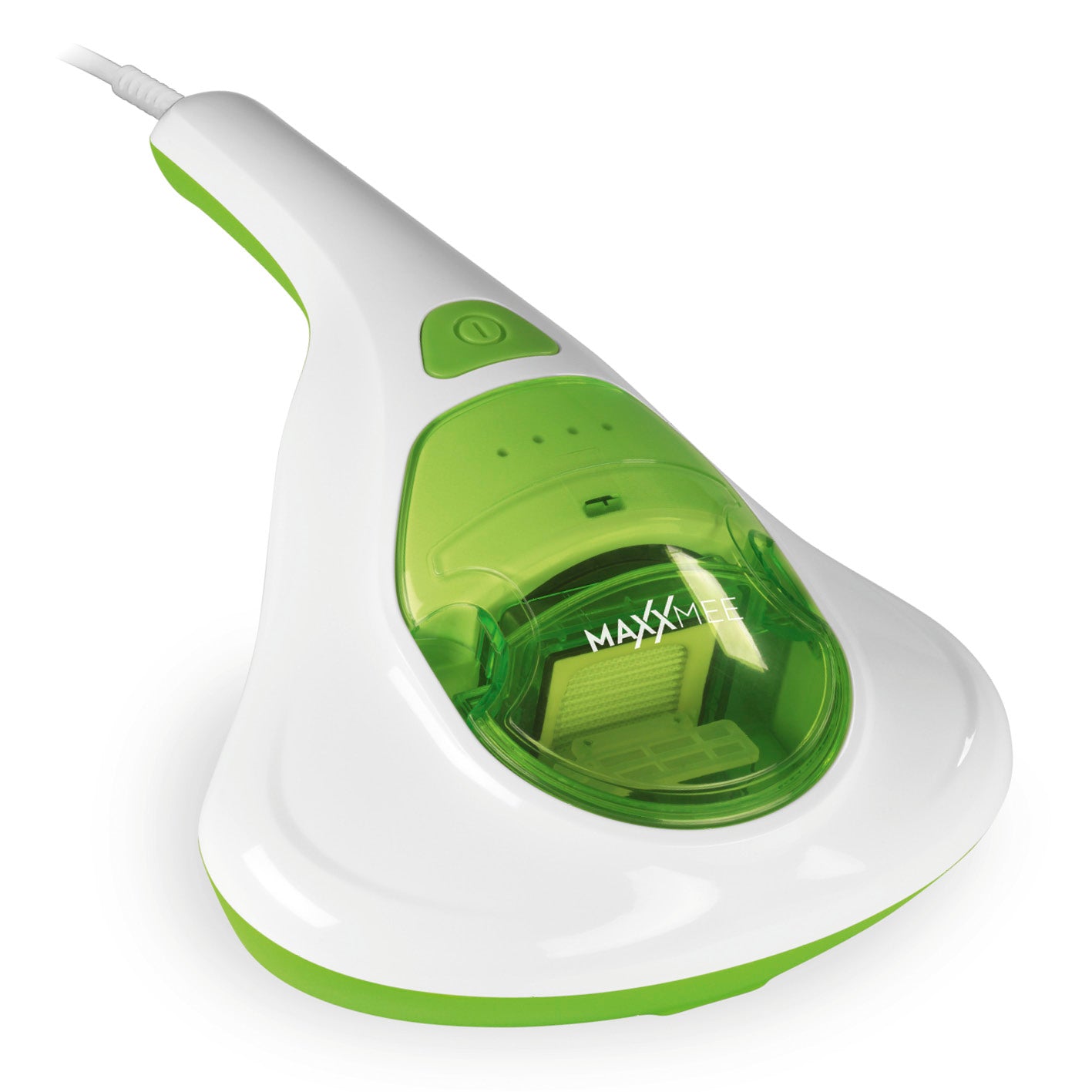 Milbensauger Vibration - HEPA-13-Filter - weiß/limegreen mit UV-C-Licht zur effektiven Milben- und Allergeneentfernung aus Textilien.