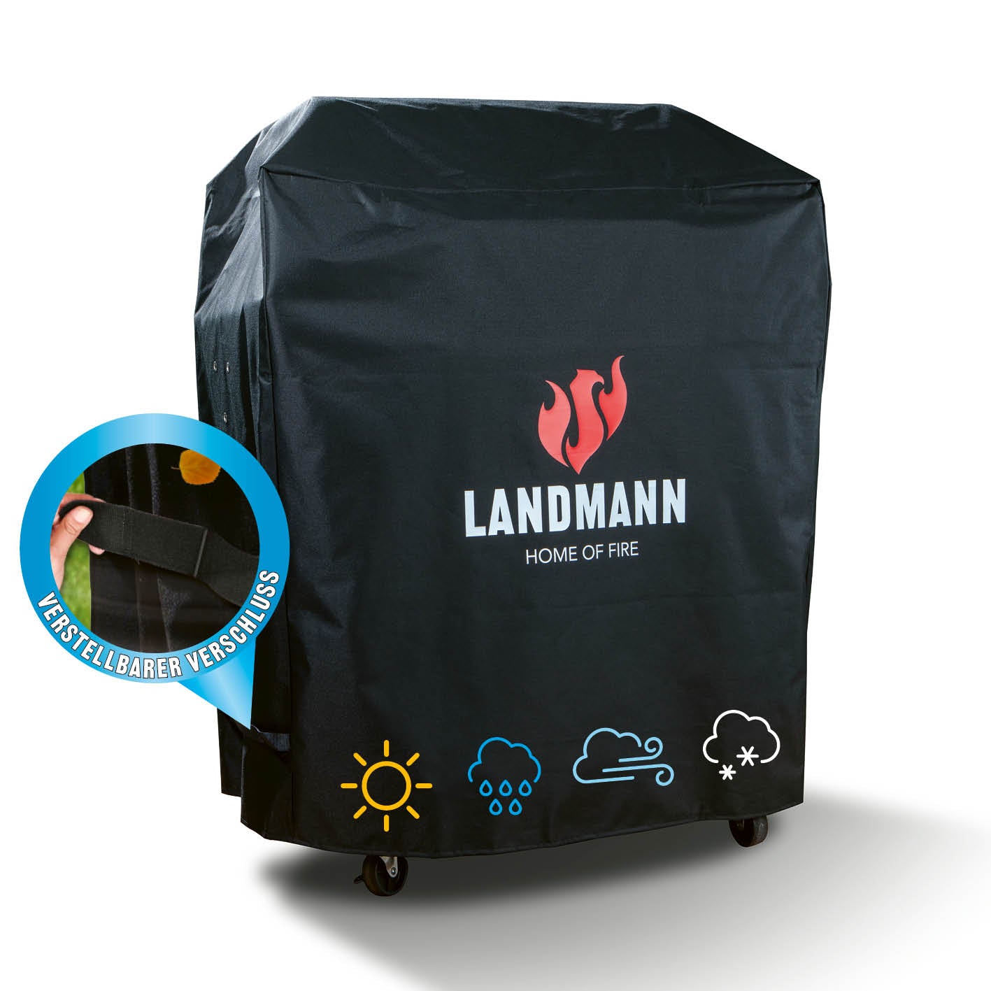 Wetterschutzhaube Premium - 60x96x120cm - schwarz, reißfest, wasserdicht, atmungsaktiv, UV-beständig, kältebeständig bis -20 °C.