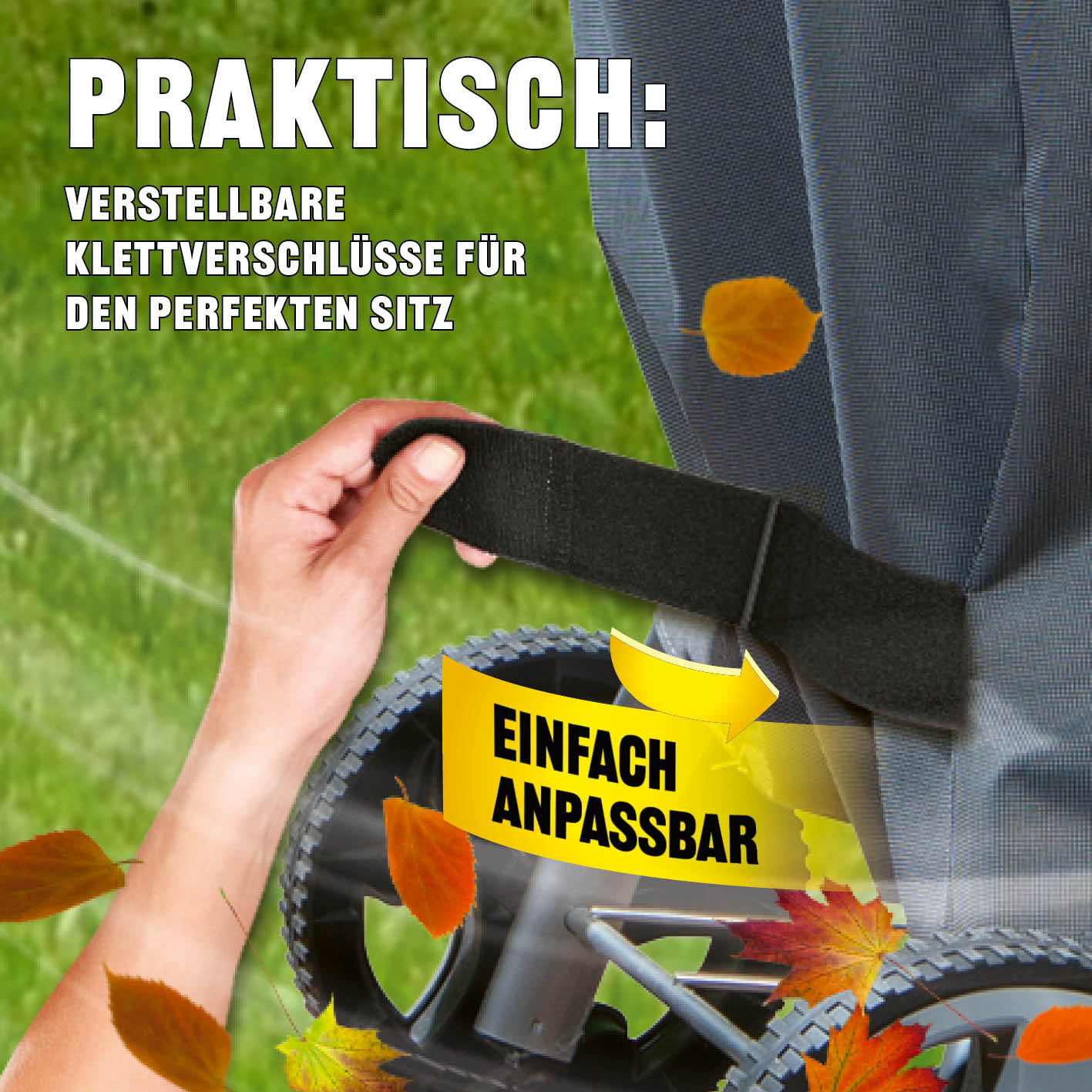 Wetterschutzhaube Premium - 90x70x70 cm - grau mit verstellbaren Klettverschlüssen für perfekten Sitz, robust und wetterbeständig.