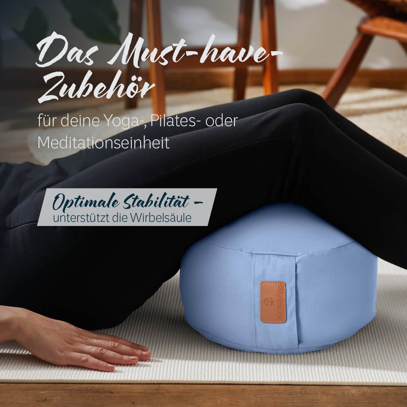 Yoga-Kissen Vishnu - gefüllt mit Bio-Buchweizenschalen, rund 30x30x15 cm, unterstützt Yoga, Pilates und Meditation für optimale Stabilität.
