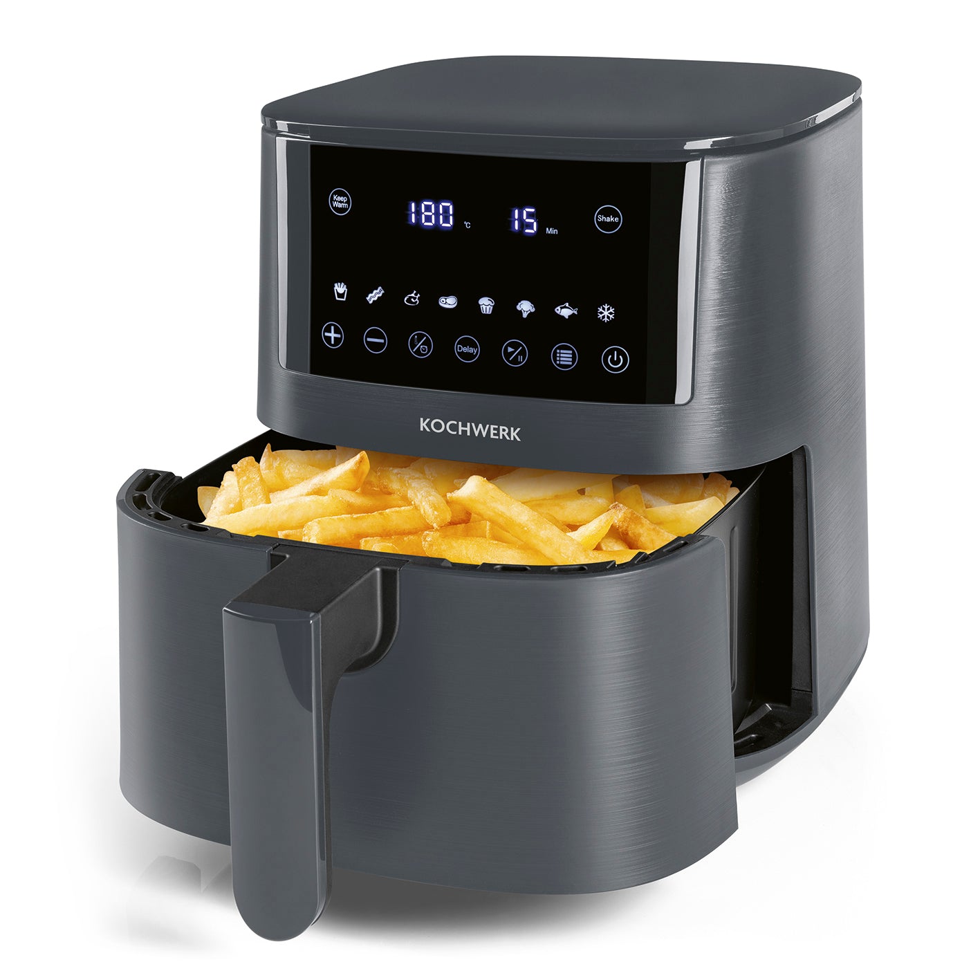 Heißluft-Fritteuse Digital 4,2l mit Erinnerungsfunktion, Frittierkorb mit Pommes, digitales Display, leichte Reinigung, Kochwerk.