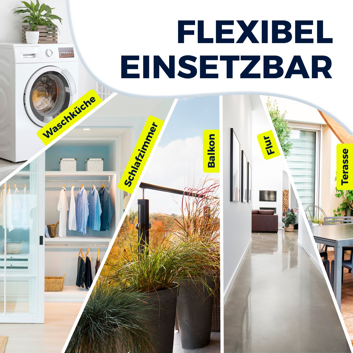 Wandwäschetrockner 400 flexibel einsetzbar in Waschküche, Schlafzimmer, Balkon, Flur und Terrasse platzsparend und stromlos.
