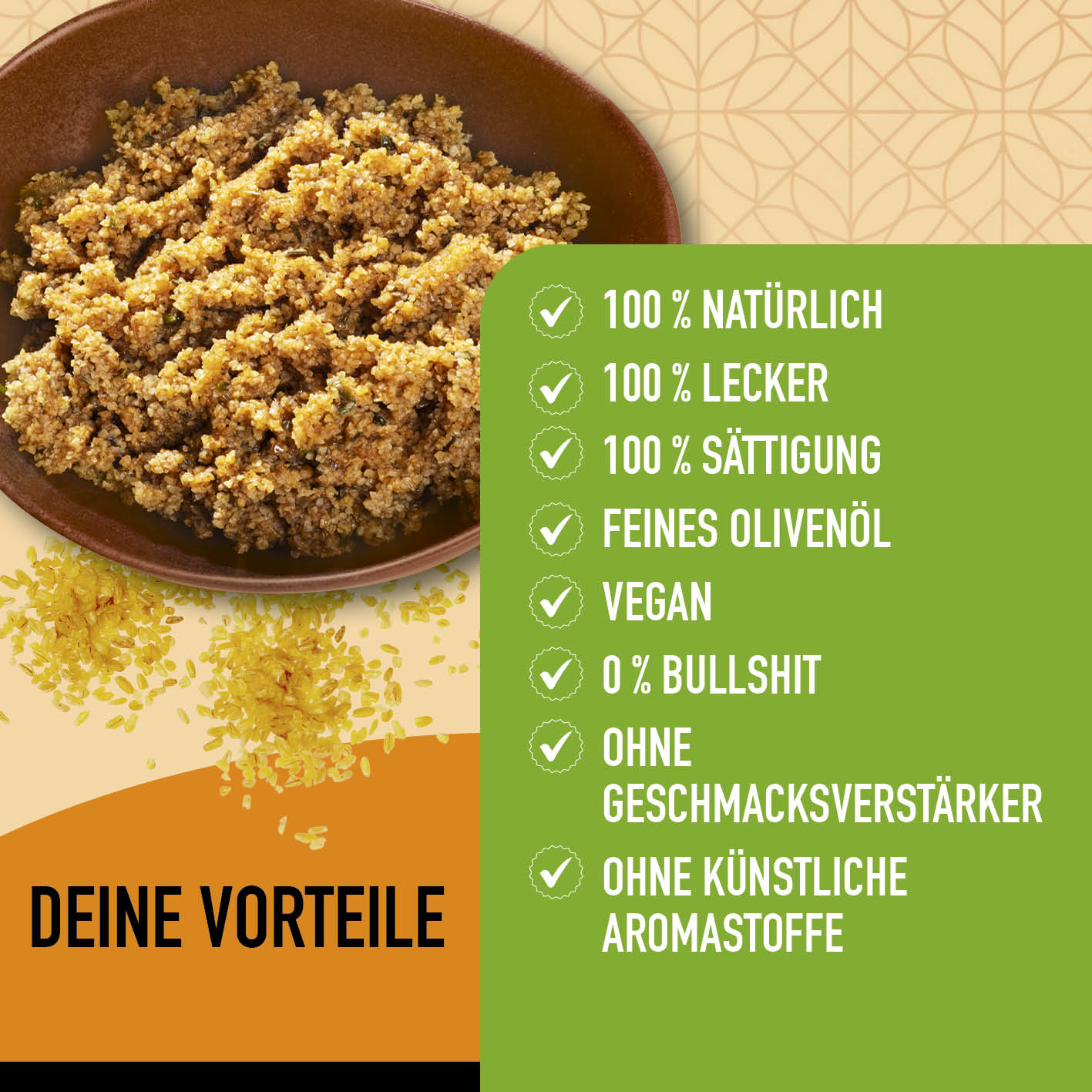 Bulgurcups - 12er Try-Me-Set mit Kisir, Vegetables & Subtropical, vegan, natürlich, ohne Geschmacksverstärker und künstliche Aromastoffe.
