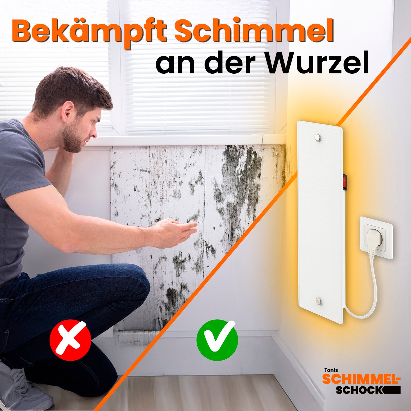 Tonis Schimmelschock Anti-Schimmelheizung Kompakt entfernt Schimmel effektiv tief aus Wänden mit niedrigem Stromverbrauch und flexiblem Montageoption.