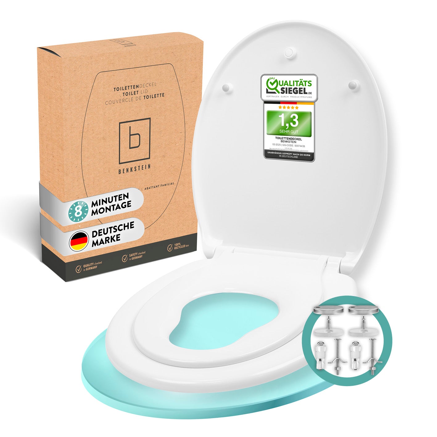 Kinder-Toilettendeckel - Weiß mit weicher Sitzfläche, kindersicherem Design und einfacher Montage für komfortables Toilettentraining.