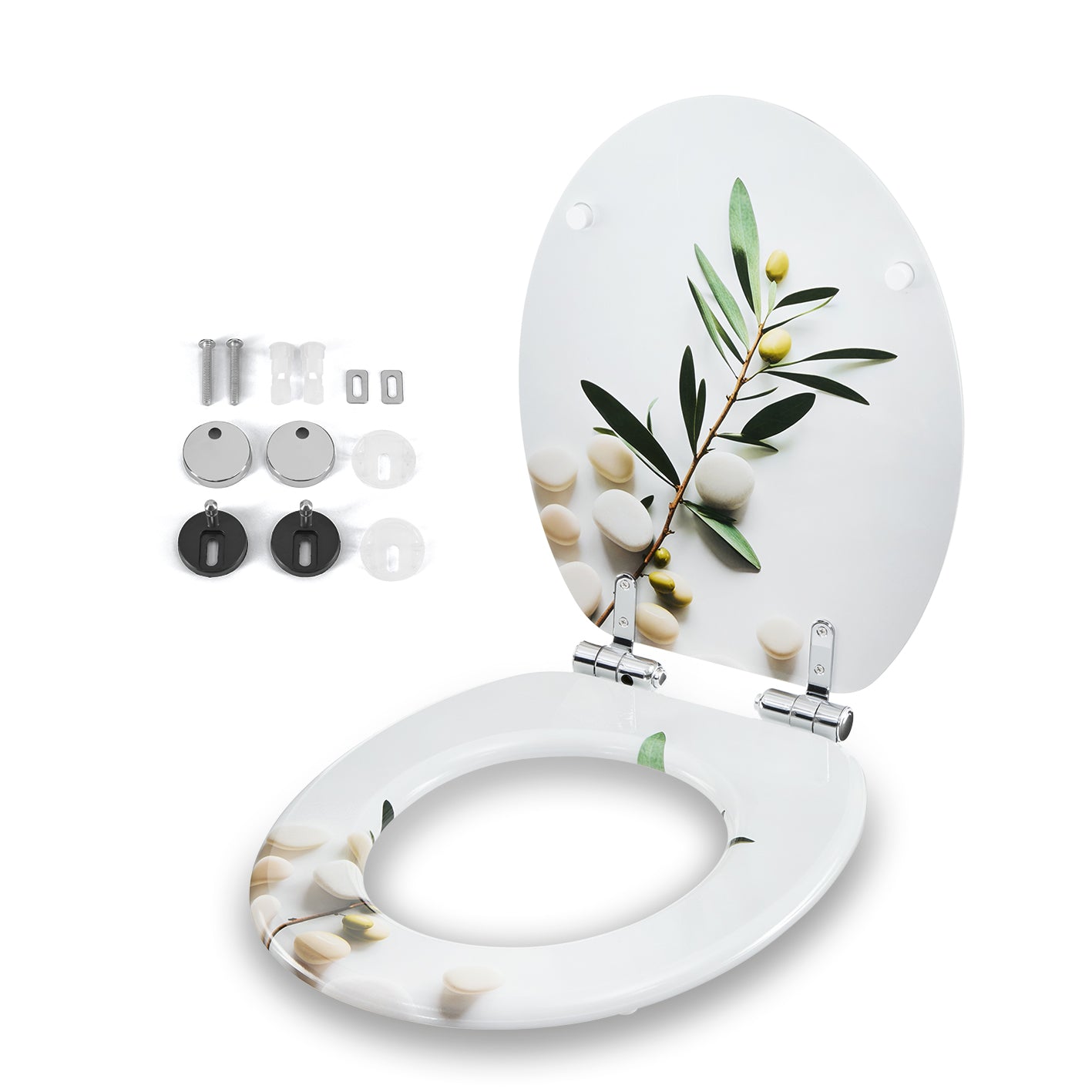 Toilettendeckel - oval - Absenkautomatik - Hellgrau