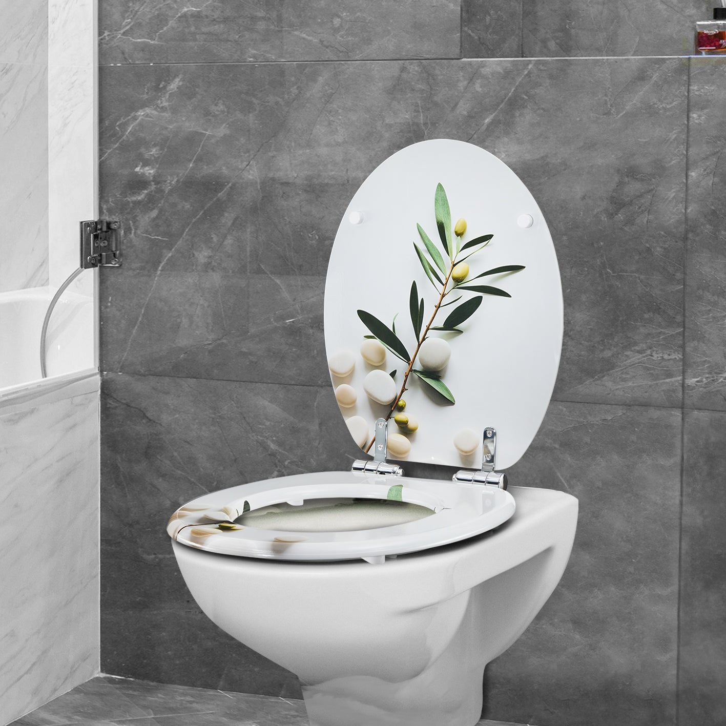Toilettendeckel - oval - Absenkautomatik - Hellgrau