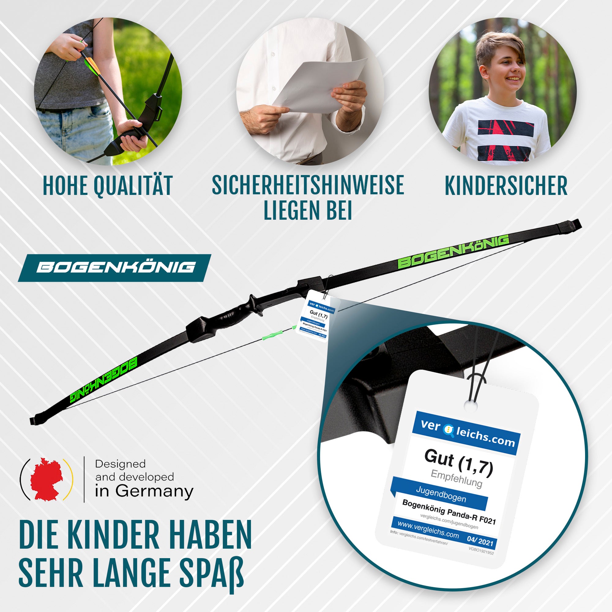 Bogenset mit 4 Pfeilen - ideal für Kinder ab 6 J.