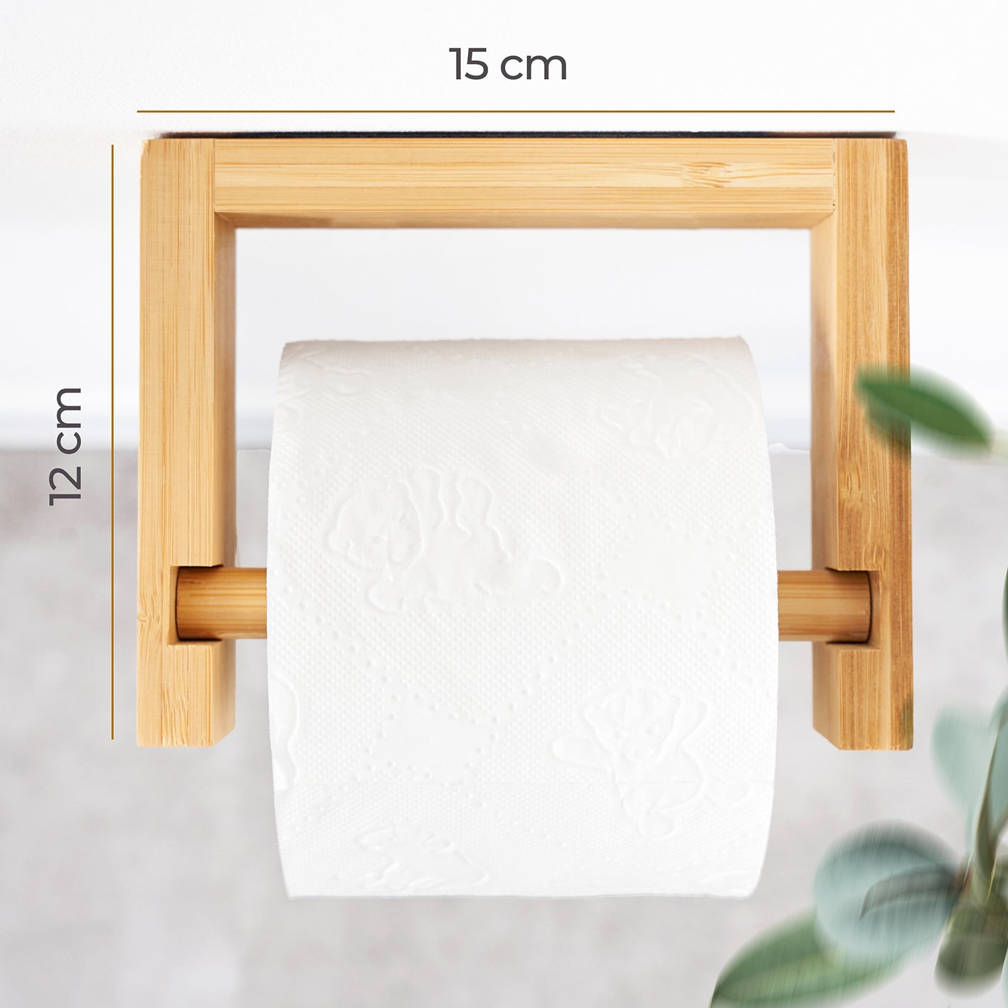 Toilettenpapierhalter Bambus aus nachhaltigem Holz mit einfachem Montage-Set, stilvollem Design und praktischer Handhabung im Badezimmer