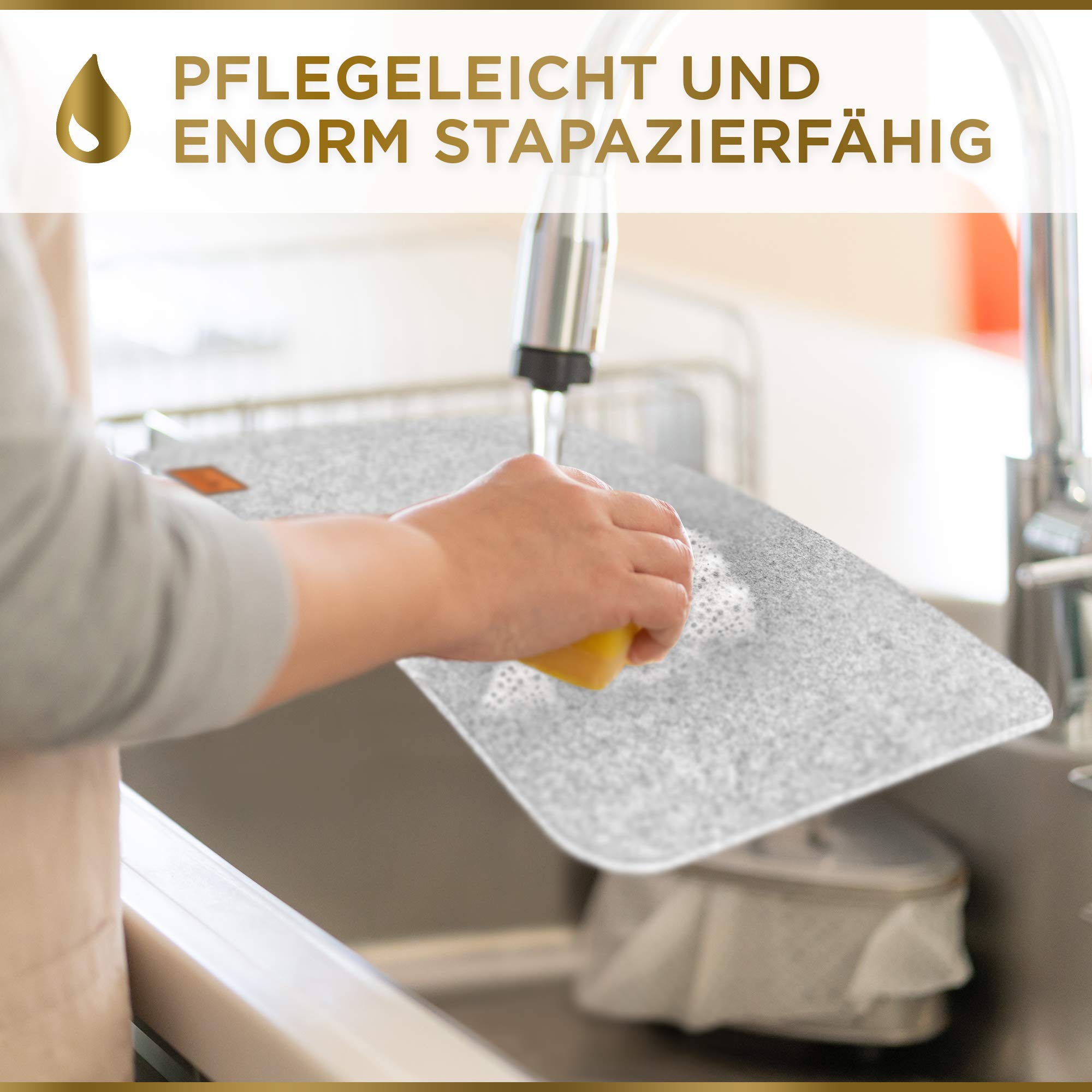 Filz Tischset - 12-teilig inkl. Glasuntersetzer - Hellgrau