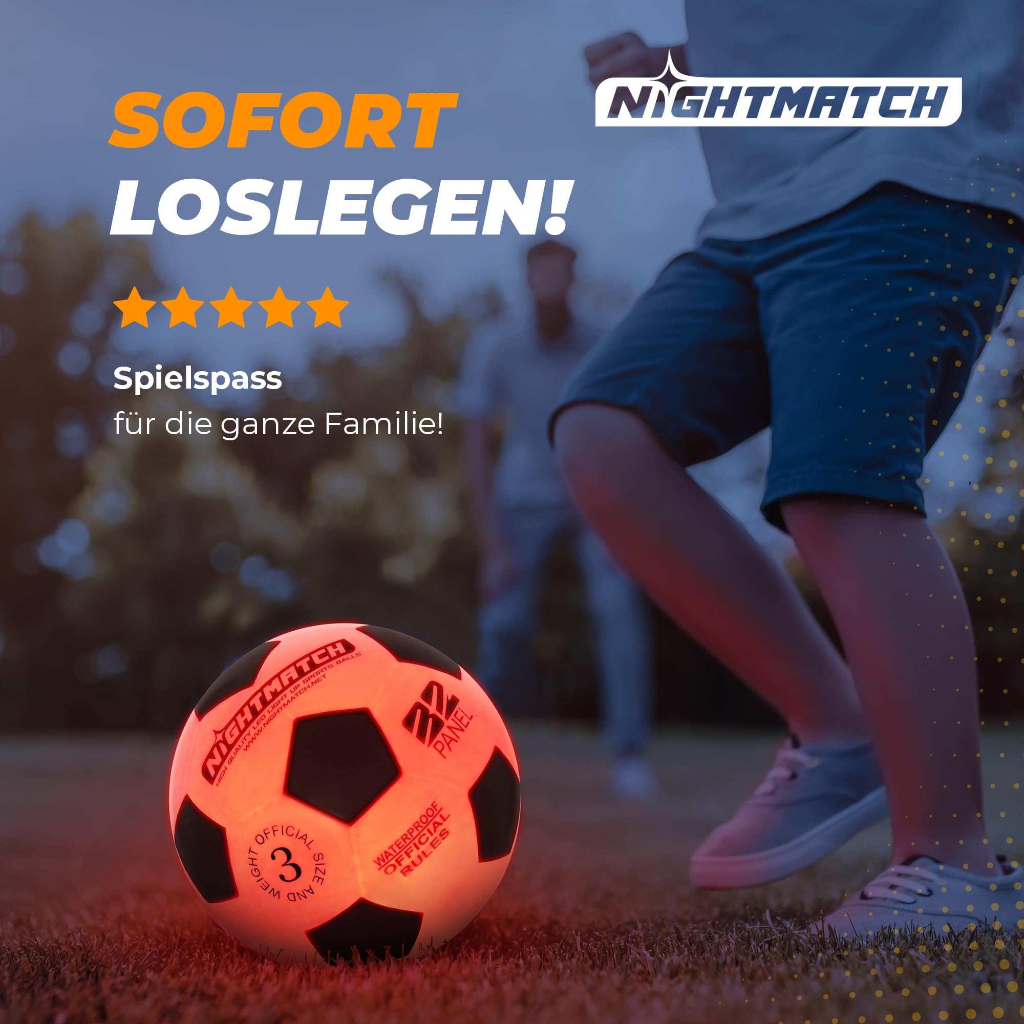 Leuchtfußball - Komplettset - Schwarz-Orange - Gr.3