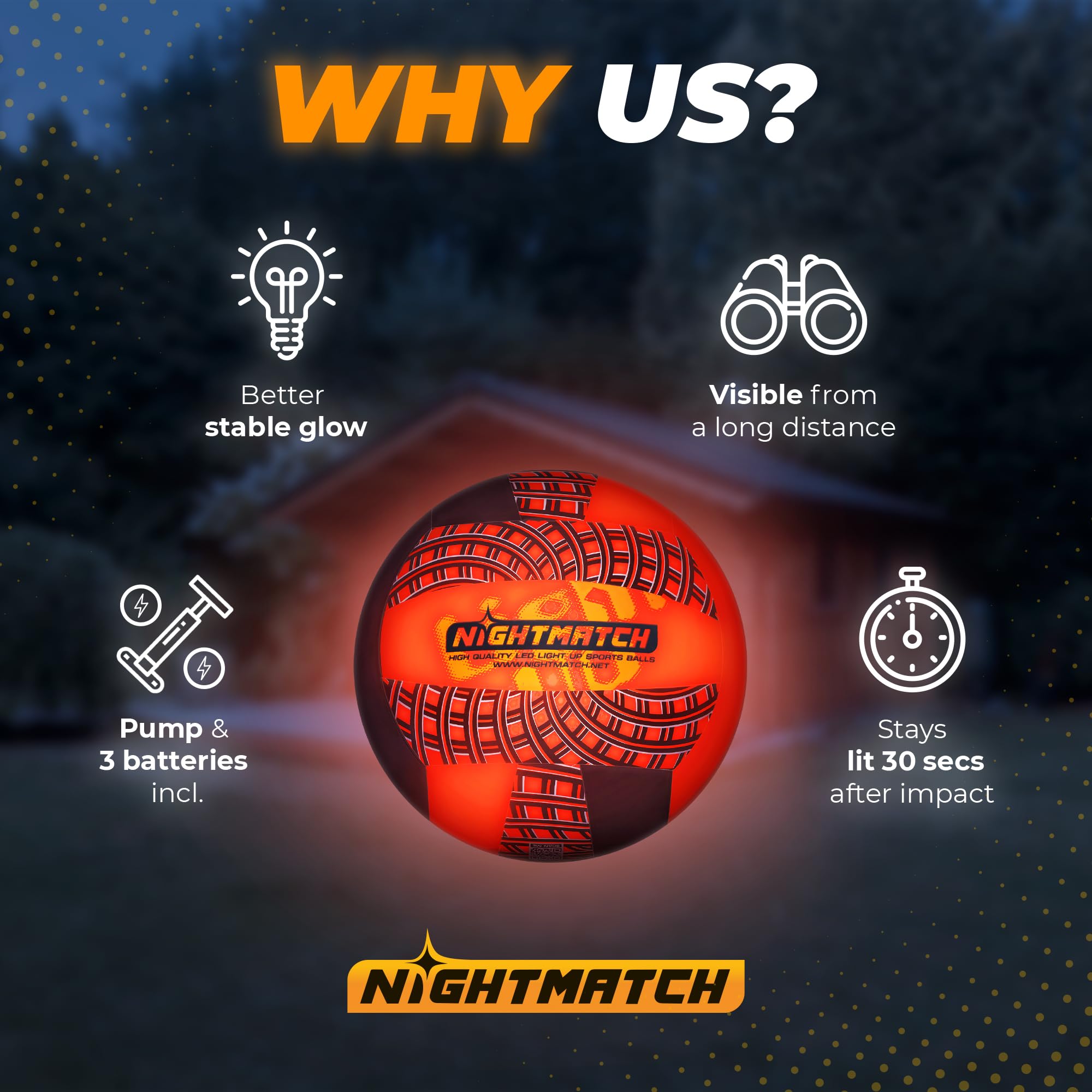 LED Volleyball - Komplettset - Schwarz-Orange