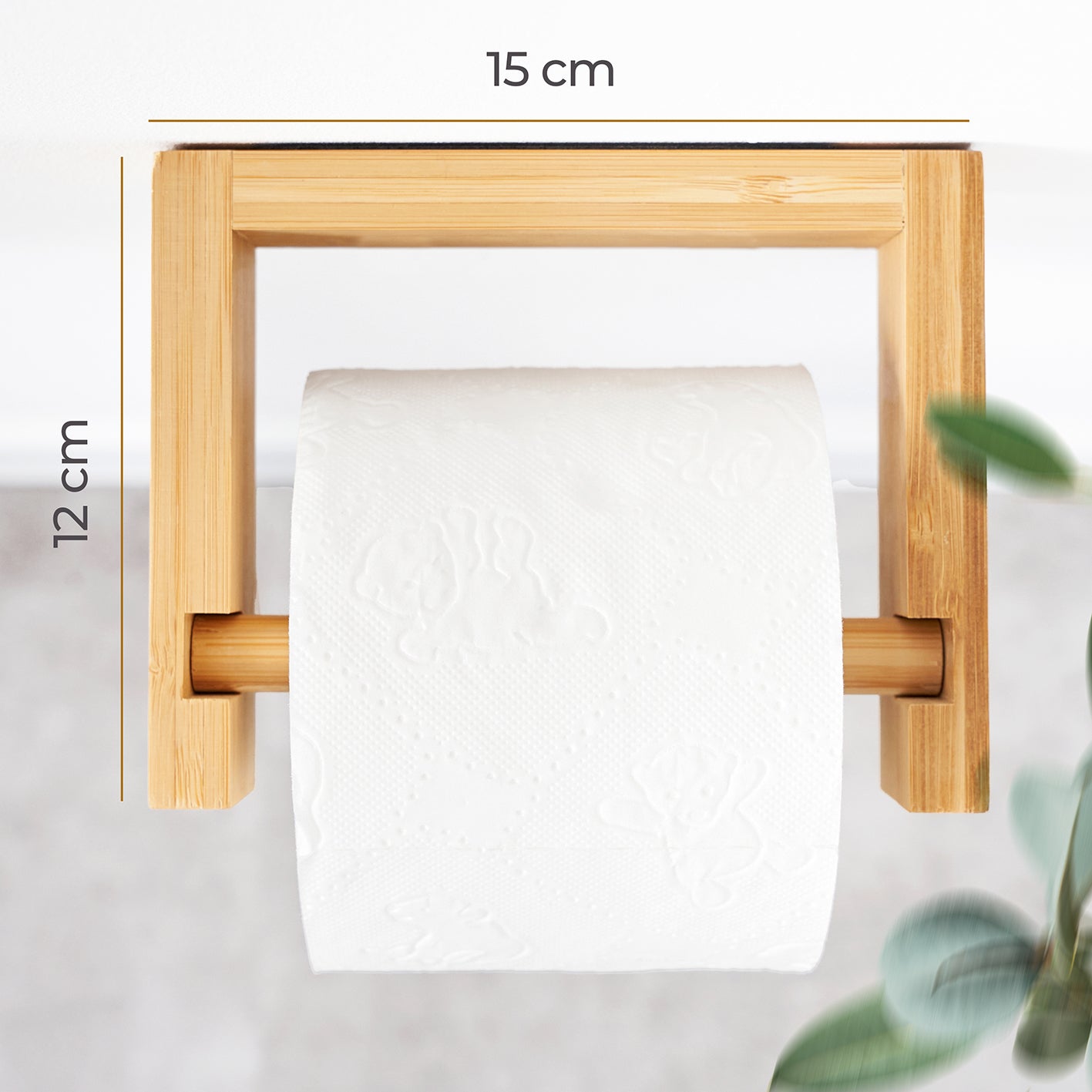 WC-Garnitur - 2-tlg. - Bambus Toilettenpapierhalter aus nachhaltigem Bambus mit modernem, minimalistischen Design und einfacher Montage.