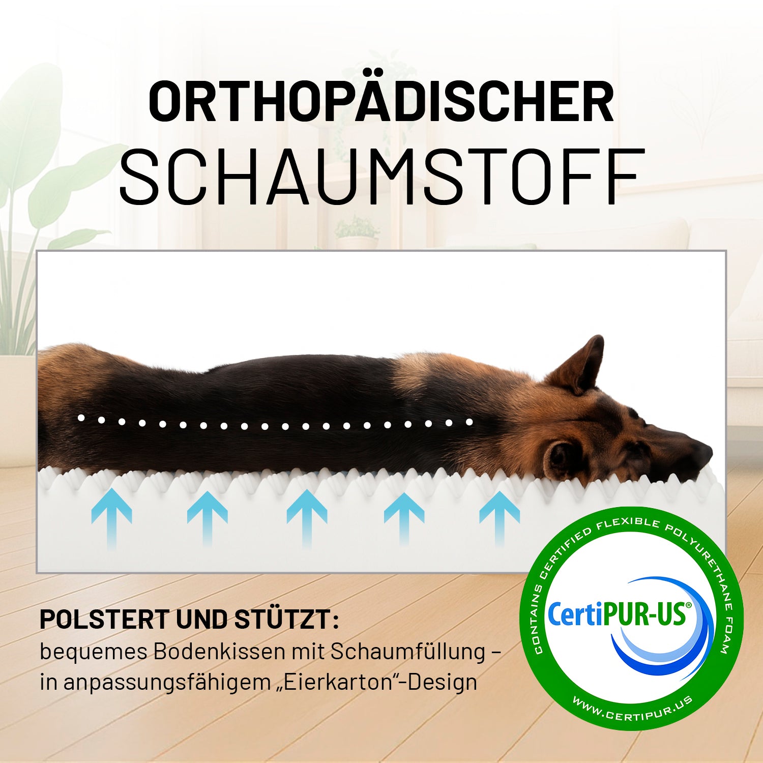 Komfort-Hundebett aus der LUMALAND Outdoor-Kollektion - Gr. L - 110 x 75 cm - Grau mit orthopädischem, anpassungsfähigem Schaumpolster für Hundekomfort