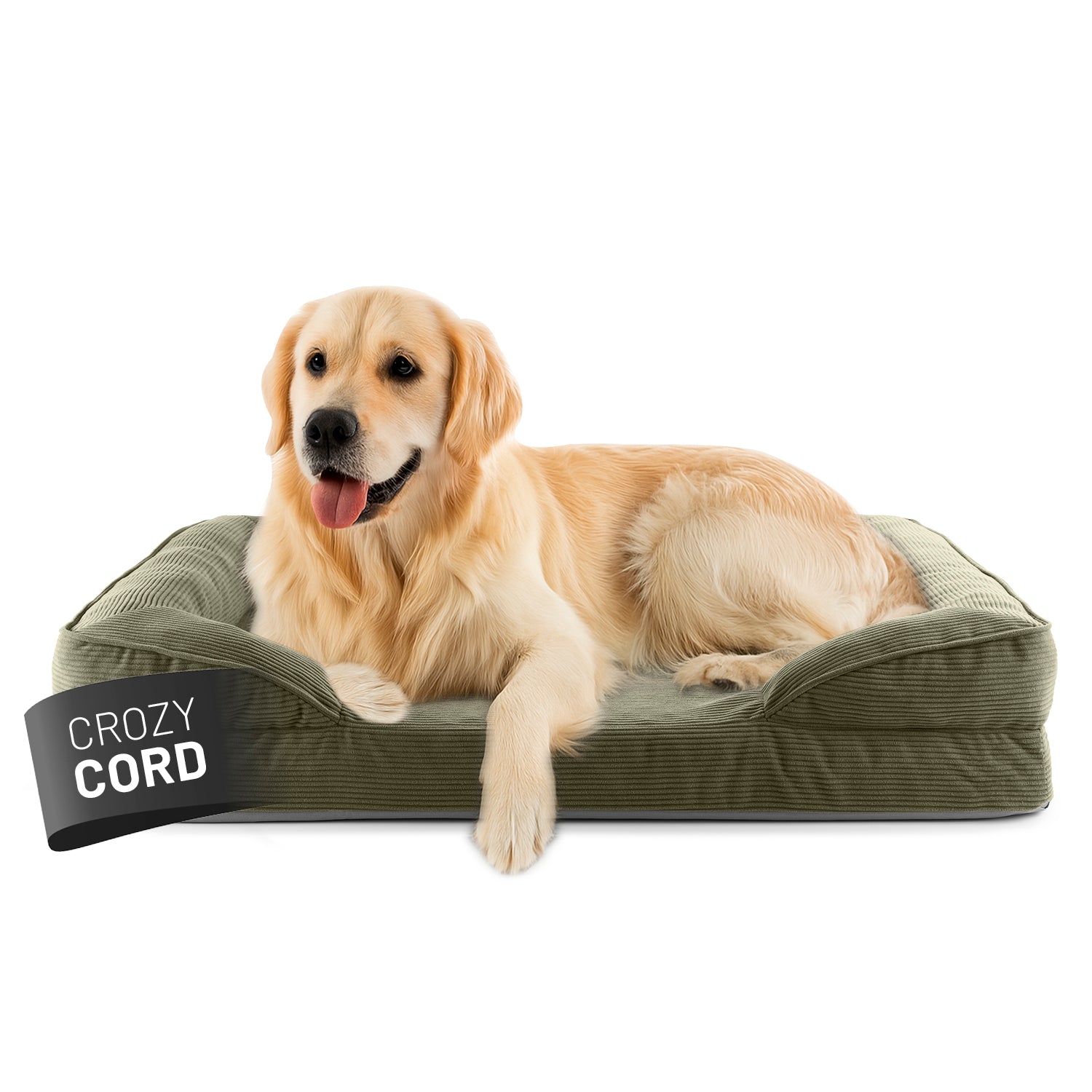 Komfort-Hundebett aus der LUMALAND Cord-Reihe - Gr. L - 110 x 75 cm - Grau mit weichem Cord-Bezug und hohem Rand für Hundekomfort.