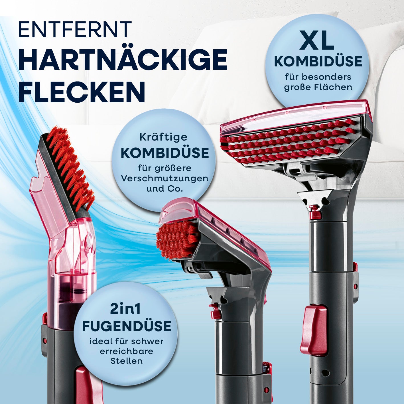 Polster- & Teppichreiniger Pro Power inkl. 1 l Teppich- & Polsterreiniger-Konzentrat - Grau/Rot