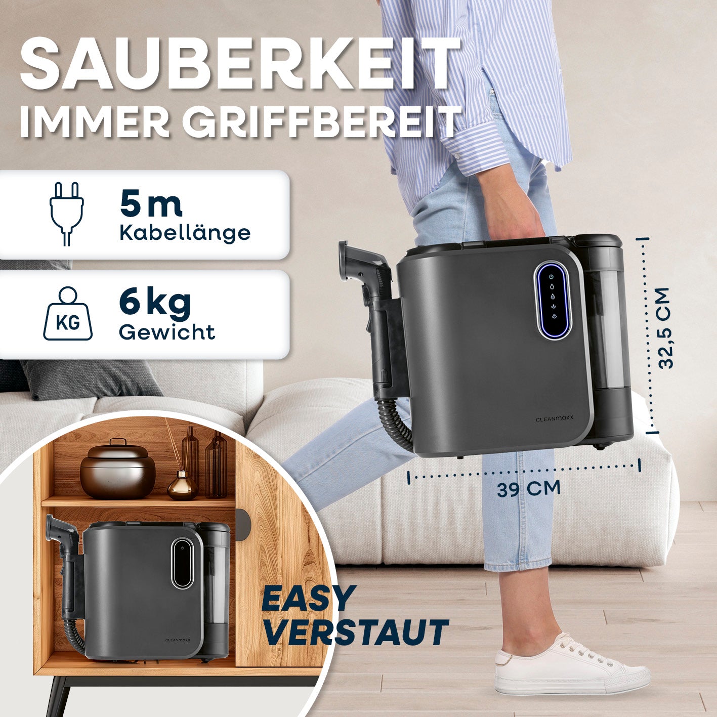 Polster- & Teppichreiniger Pro Steam inkl. 1 l Teppich- & Polsterreiniger-Konzentrat