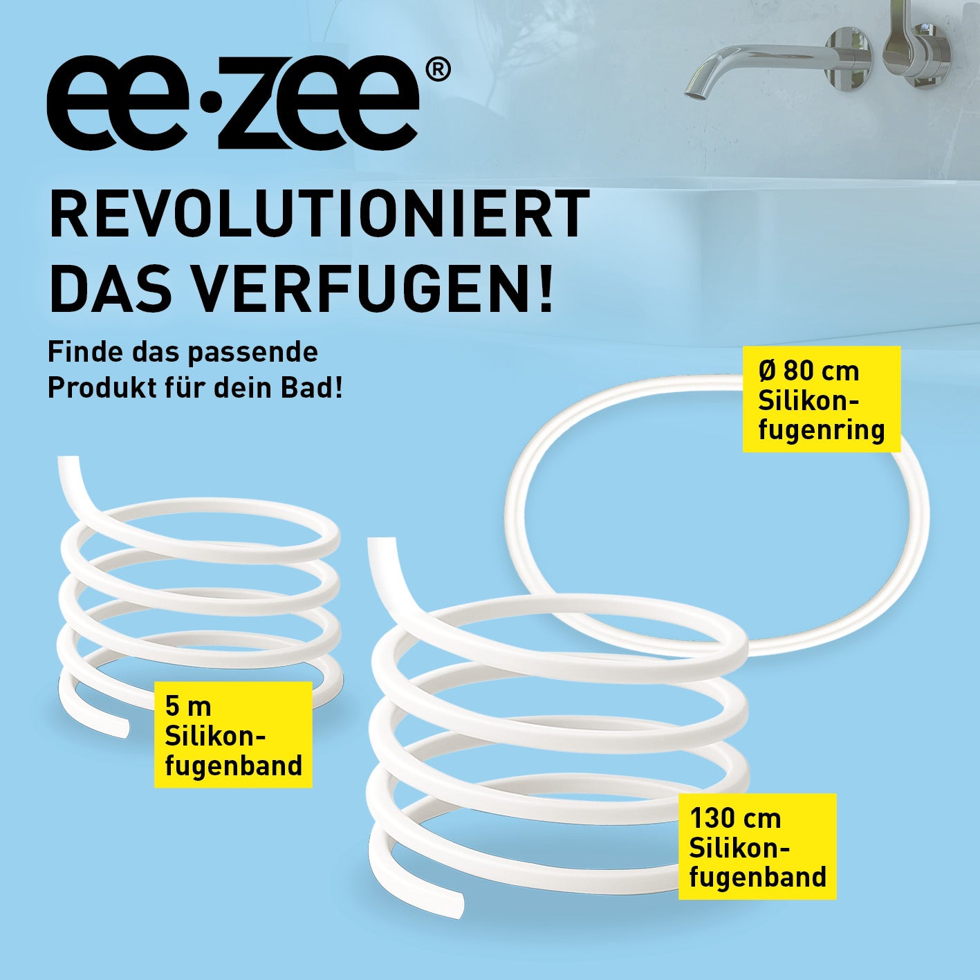 Fugenband Meterware 5 m für Waschtisch/Waschbecken - zuschneidbar, gezeigt als 7. Galeriebild quadratisch 1417x1417 px