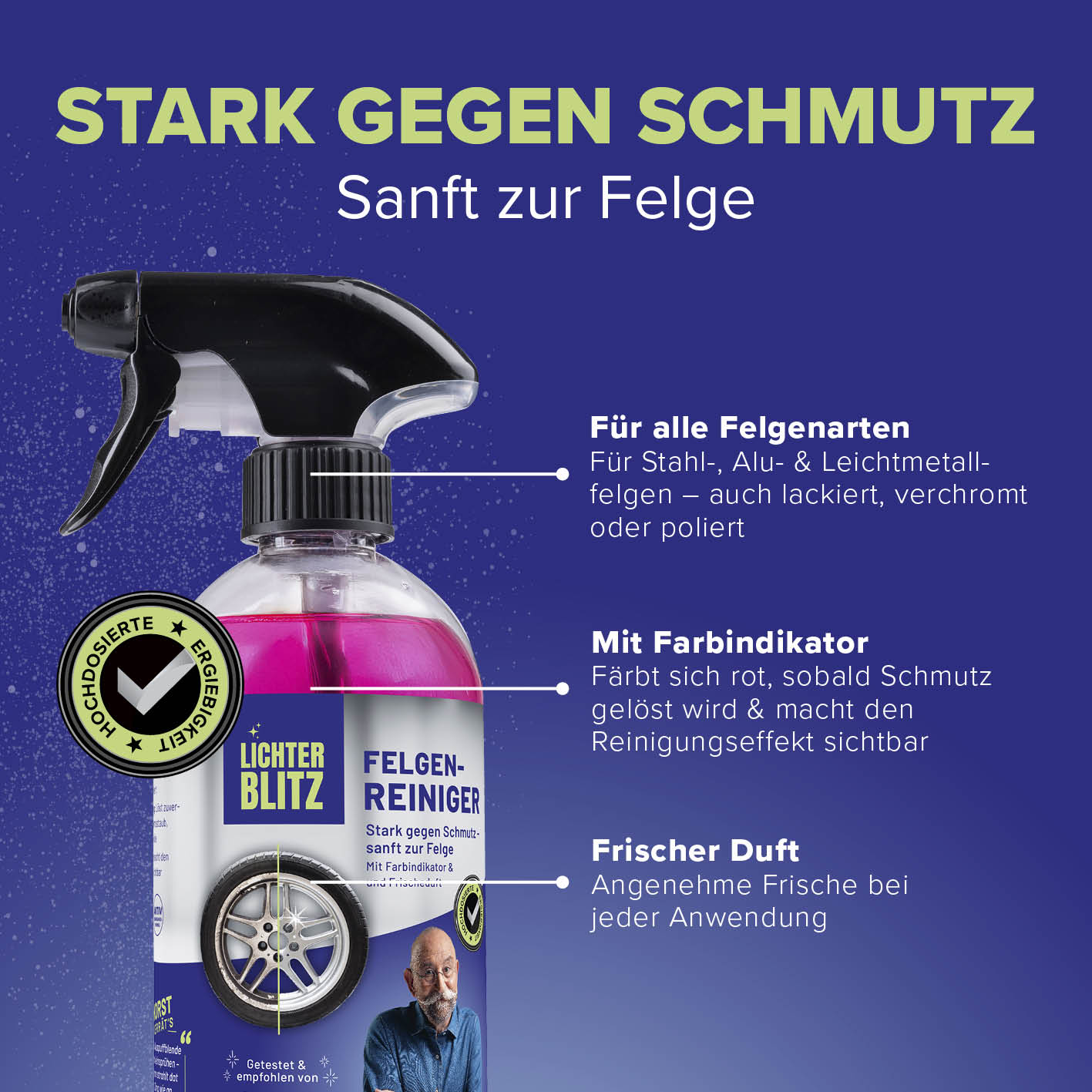 Felgenreiniger - 500 ml in Galerie 3, quadratisch 1417x1417, stark gegen Schmutz, farbindikator und sanft zur Felge.