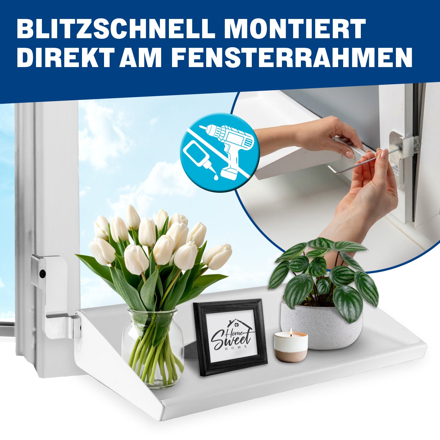 Flexible Fensterbank zum Lüften ohne Abräumen