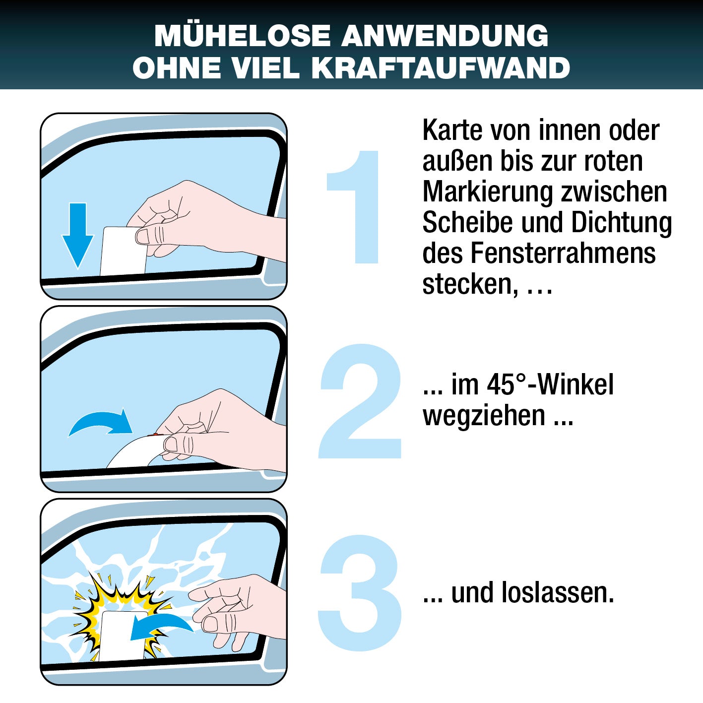 Notfall-Rettungswerkzeug im Kartenformat mit Gurtschneider