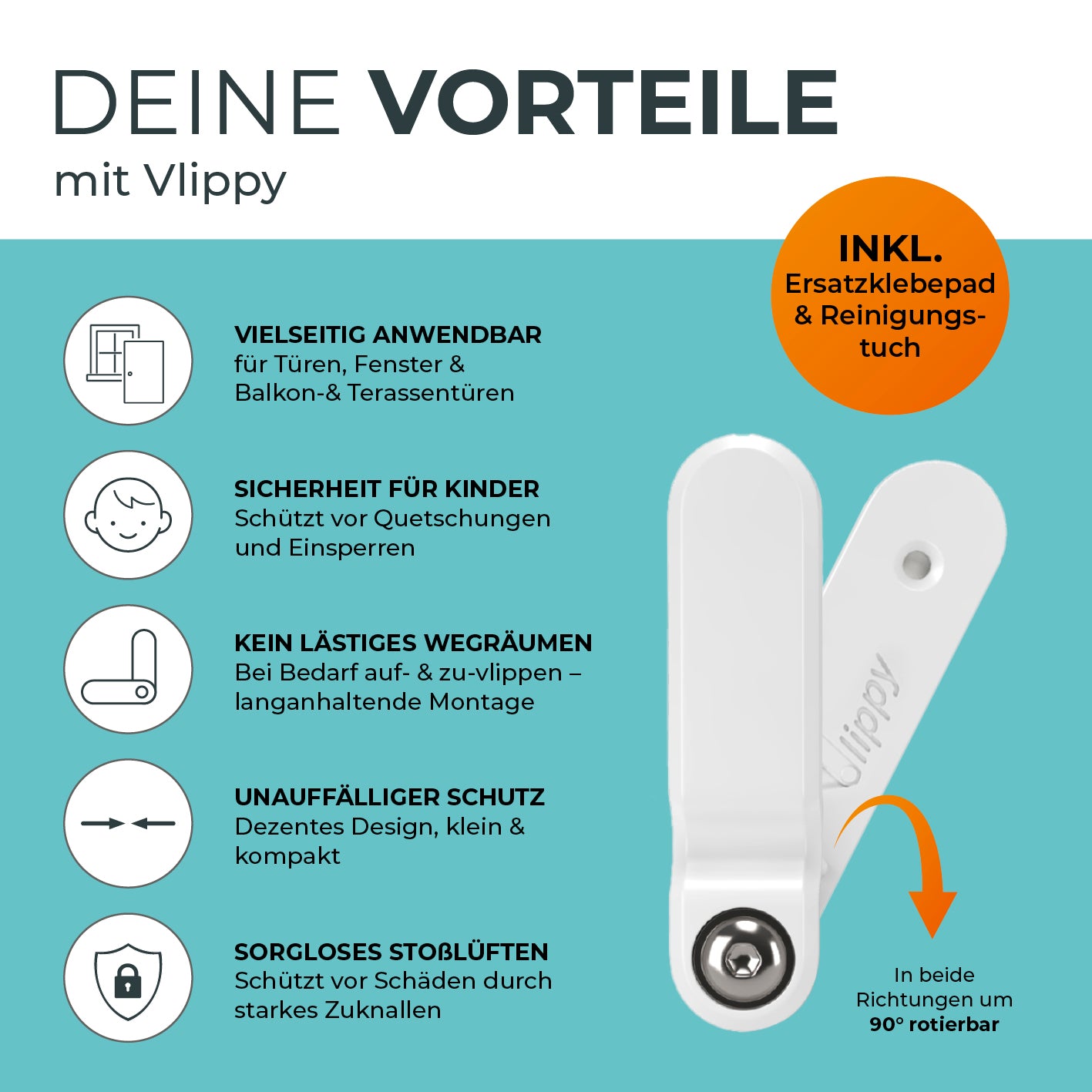 Tür- & Fensterstopper - 8er-Set, flexibler Kunststoff, verhindert Zuschlagen, einfache Montage, sicher für Kinder, vielseitig für Türen und Fenster.