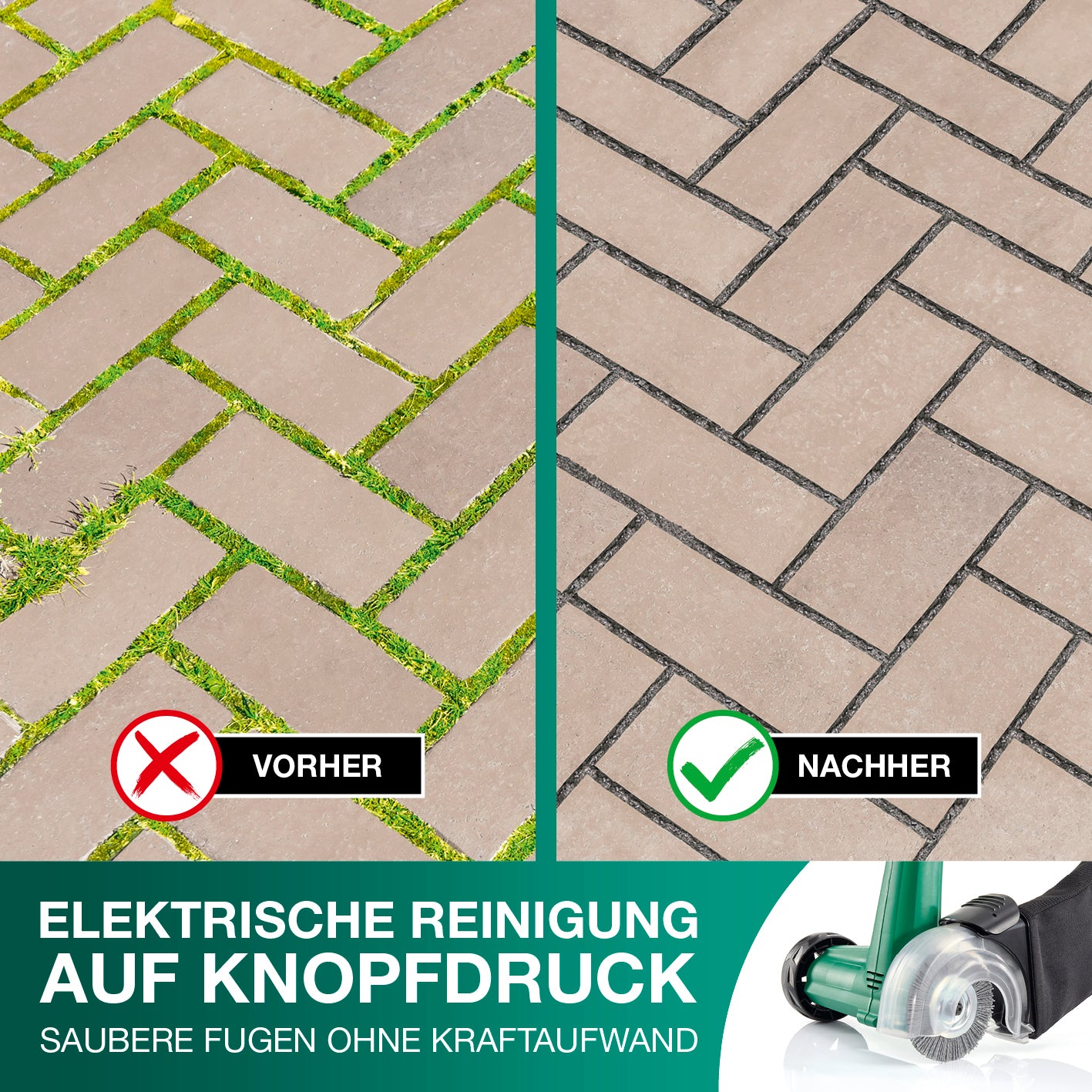 Elektrischer Fugenreiniger mit Auffangnetz