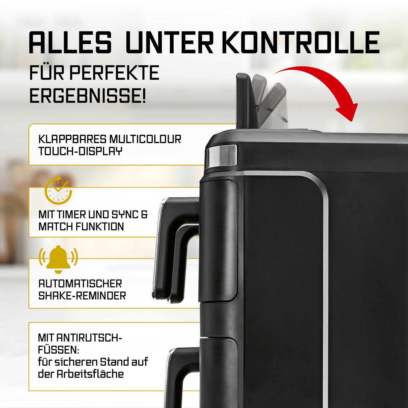 FryUp3 Vertikale 3-Kammer-Heißluftfritteuse - 17 Liter (2 x 4 + 1 x 9 l)
