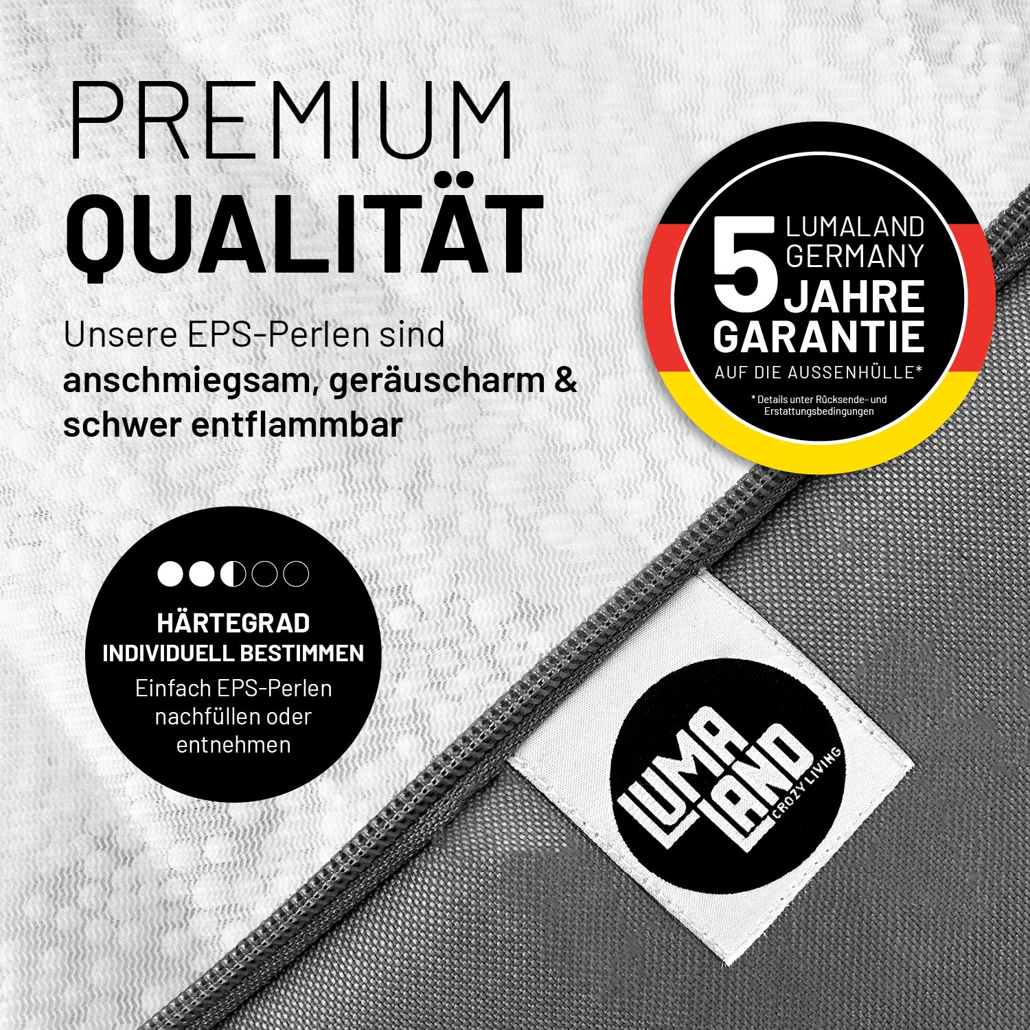 Modularer Sessel aus der LUMALAND Cord-Reihe - 400 L - 96 x 72 x 70 cm - Dunkelgrün mit Premiumqualität und 5 Jahre Garantie