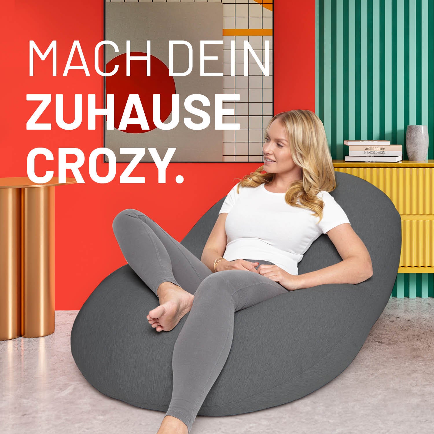 Flexi Comfort Sitzsack (380 L) Dunkelgrau, weicher, anpassungsfähiger Indoor-Sitzsack für höchsten Komfort und modernes Wohndesign.