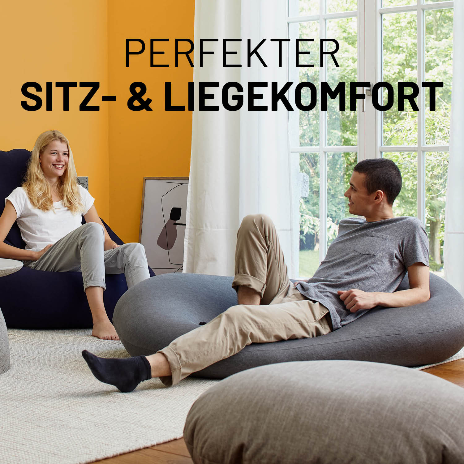 Flexi Comfort Sitzsack (380 L) - indoor - Dunkelgrau für perfekten Sitz- und Liegekomfort im modernen Wohnraum.