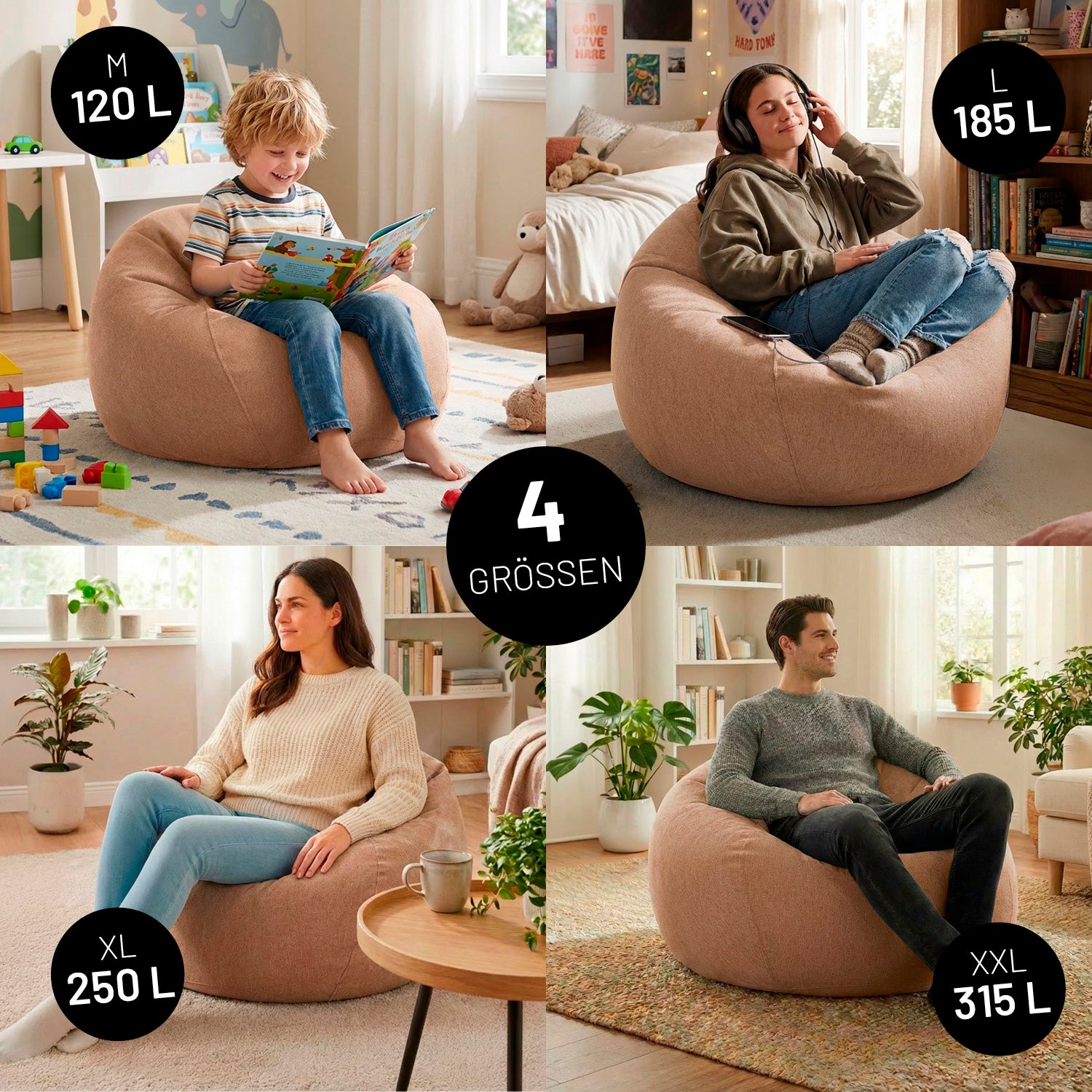 Comfort Line Sitzsack (185 L) - indoor - Braun, weicher Sitzsack in modernem Design, ideal für gemütliches Entspannen zuhause.