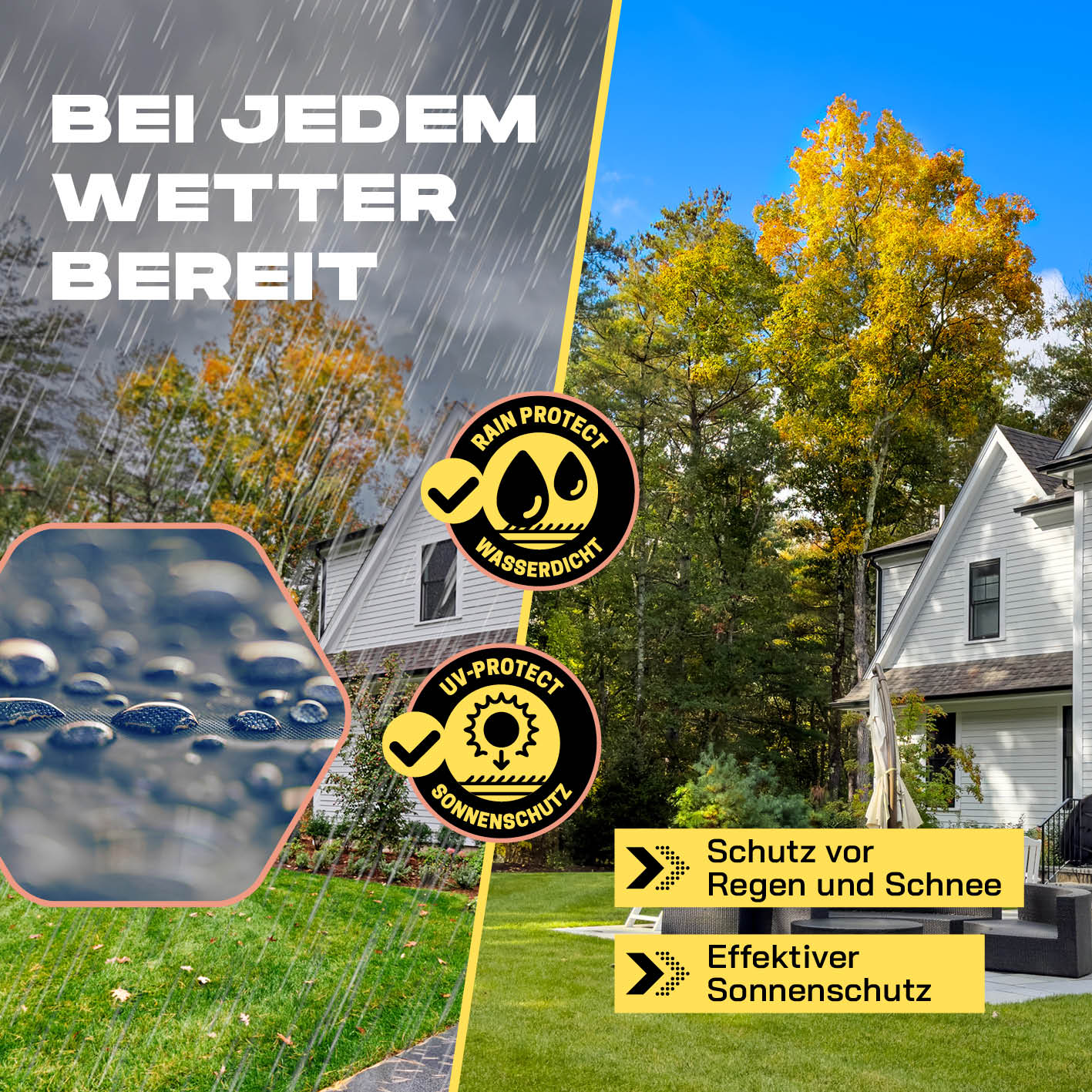 Pop Up Pavillon Gartenzelt - Seitenwand - Blau aus 190T PU-beschichtetem Polyester, wasserdicht und sonnengeschützt, wetterfest für Garten und Terrasse.