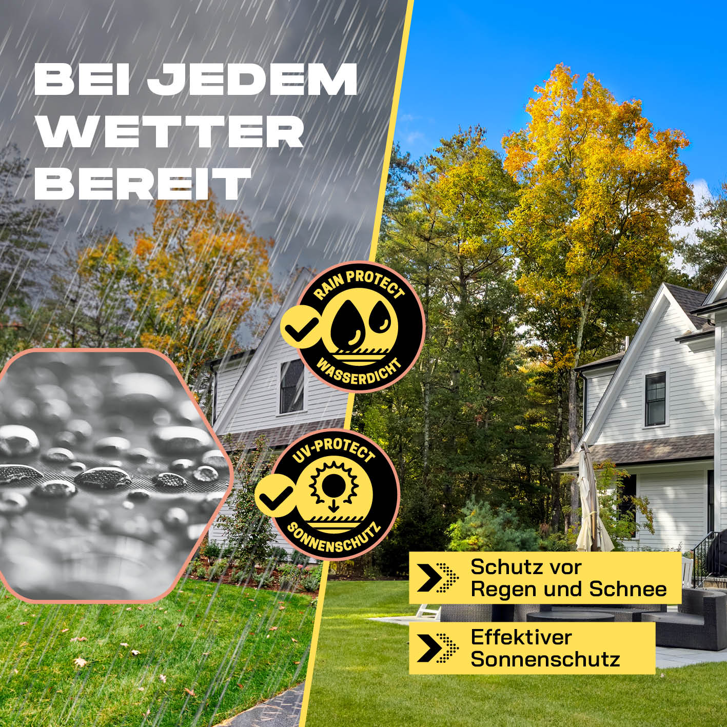 Pop Up Pavillon Gartenzelt - Seitenwand - Hellgrau mit wasser- und sonnengeschütztem Material für Schutz vor Regen, Schnee und Sonne.