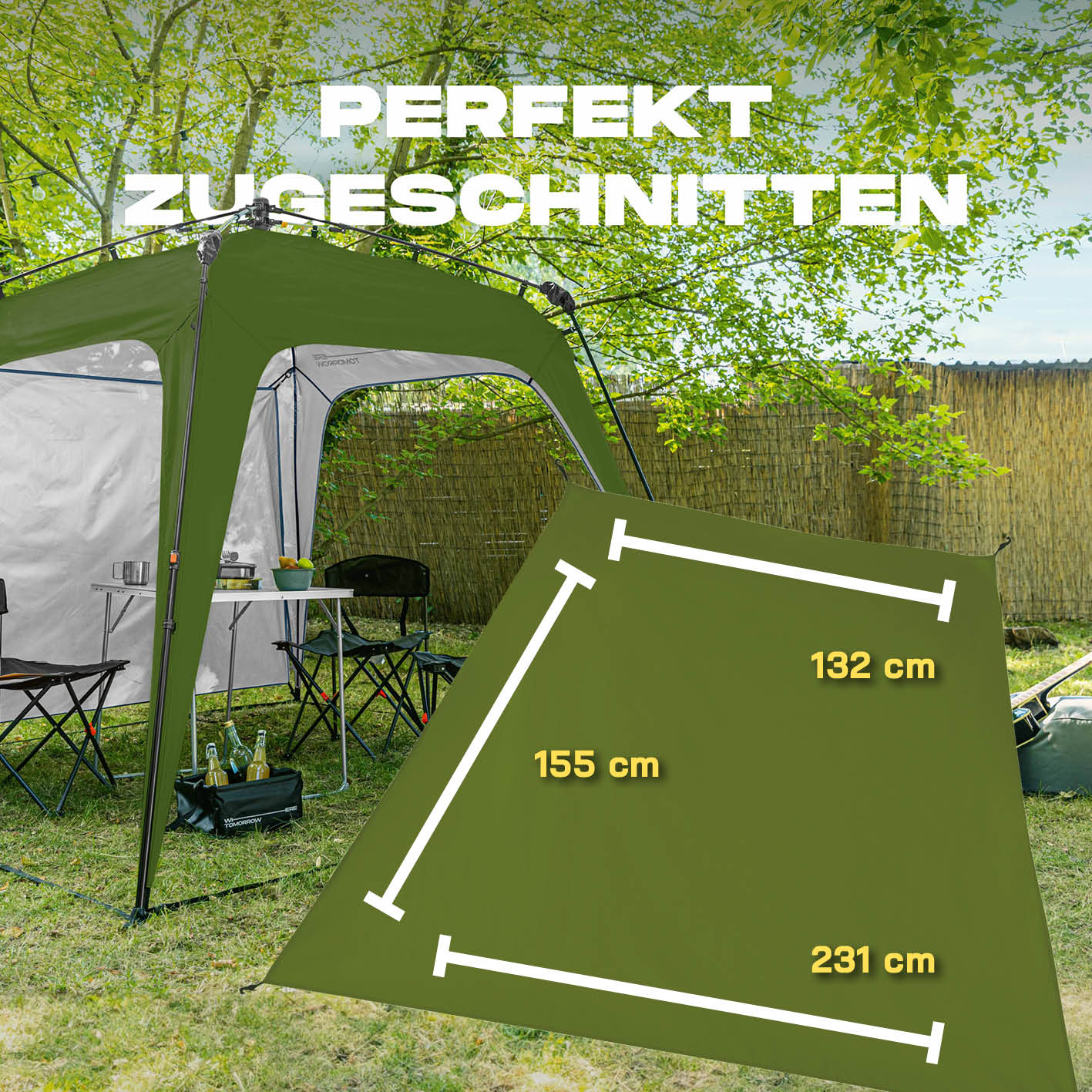 Pop Up Pavillon Gartenzelt - Seitenwand Dunkelgrün aus 190T Polyester, wind- und wetterfest, perfekt zugeschnittenes Gartenzelt.
