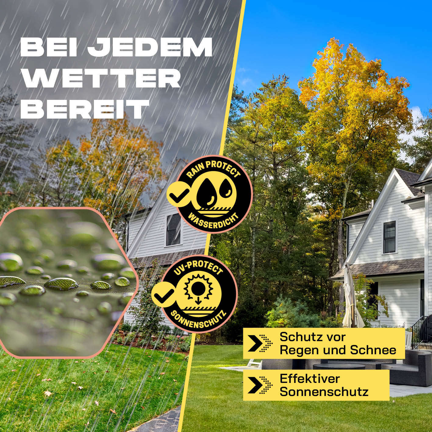 Pop Up Pavillon Gartenzelt - Seitenwand Dunkelgrün aus 190T Polyester, PU-beschichtet, schützt vor Regen, Schnee und bietet effektiven Sonnenschutz.