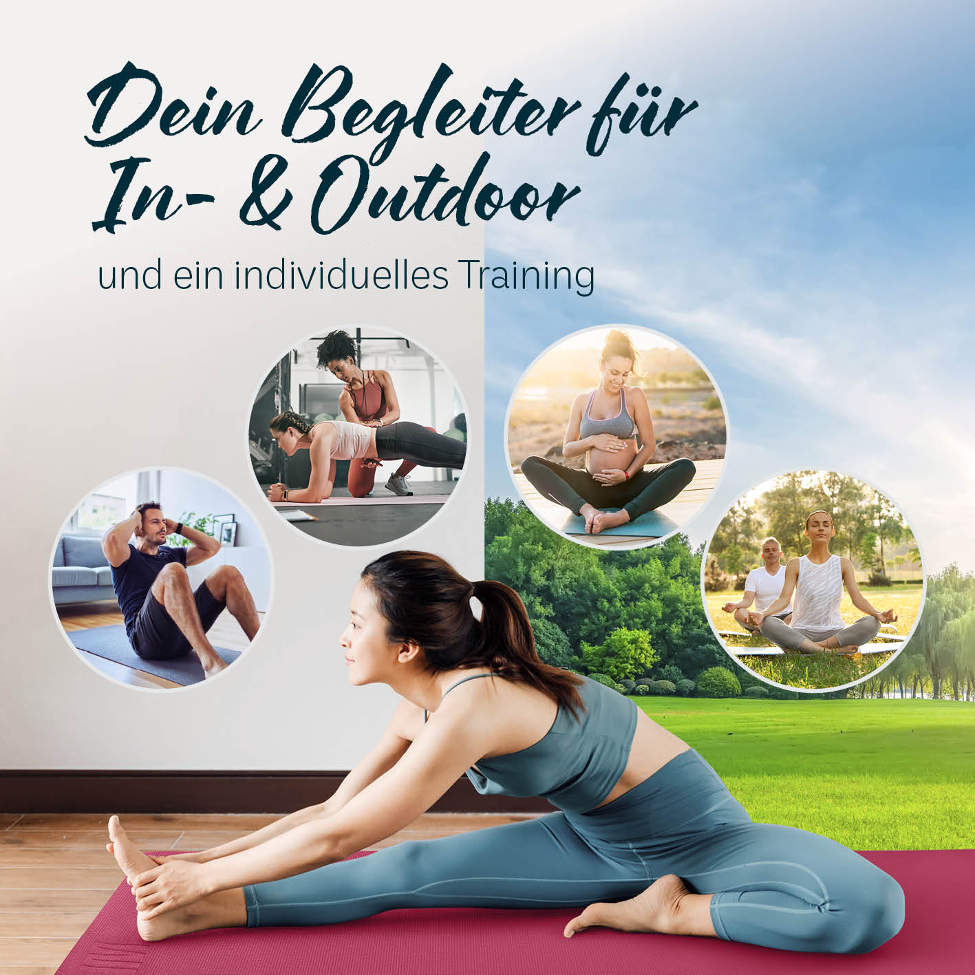 Yogamatte Kirana - 183 x 61 x 0,4 cm - Altrose mit weicher Oberfläche für Indoor- und Outdoor-Training, rutschfest, pflegeleicht und flexibel einsetzbar.