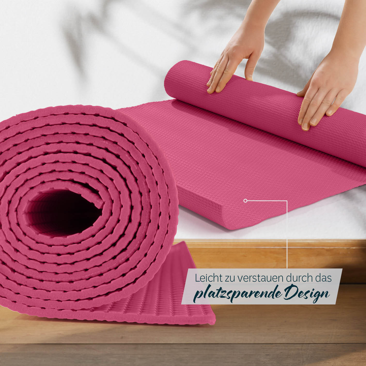 Yogamatte Kirana - 183 x 61 x 0,4 cm - Altrose, weich, rutschfest, flexibel, pflegeleicht, platzsparend verstaubar aus ECO-PVC.