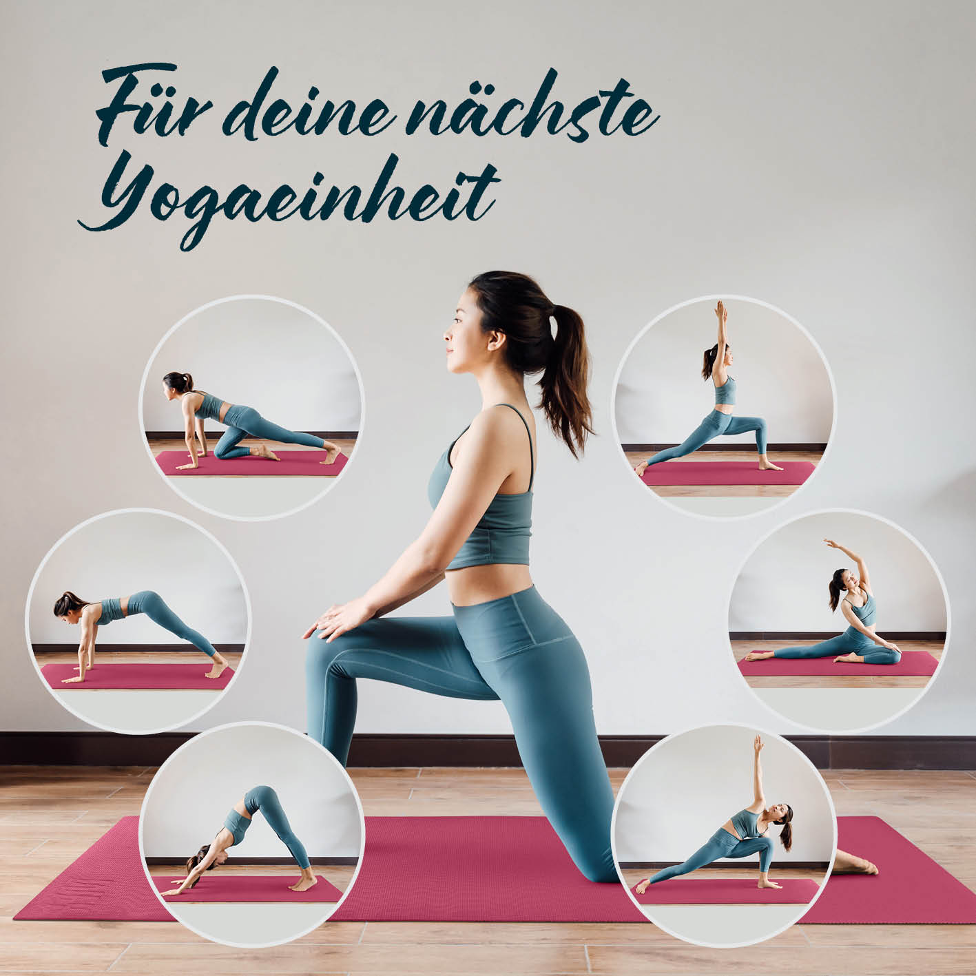 Yogamatte Kirana - 183 x 61 x 0,4 cm - Altrose mit weicher Oberfläche, rutschfest, ideal für Yoga und Pilates Training.