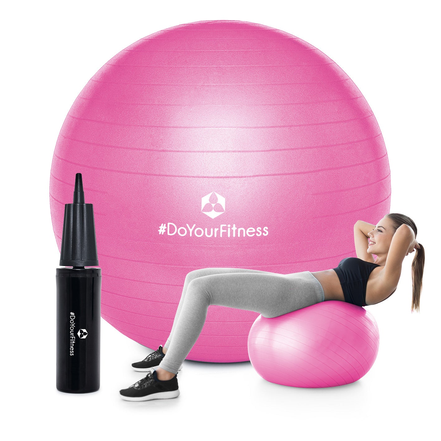 Gymnastikball inkl. Ballpumpe - Fitness Sitzball in Pink, 85 cm, für Gymnastik, Fitness und Büro geeignet, belastbar bis 150 kg.
