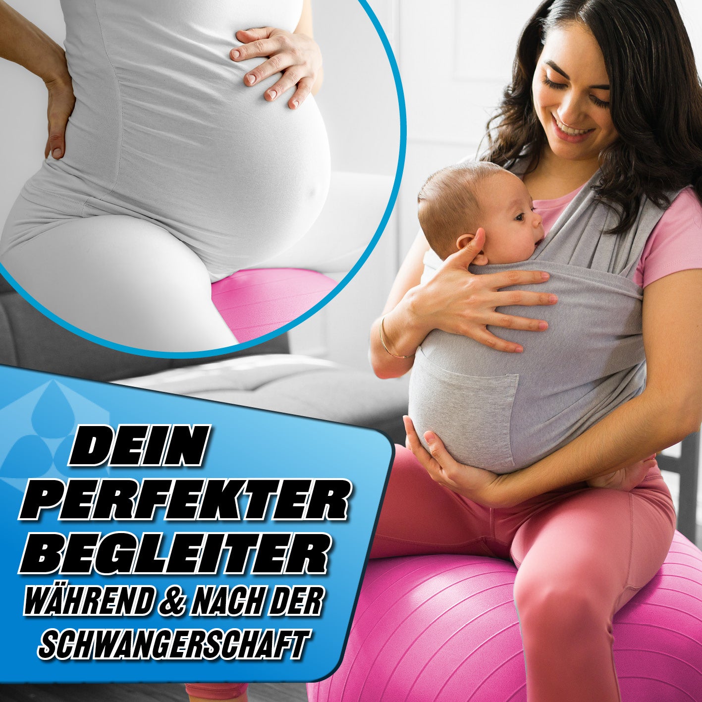 Gymnastikball inkl. Ballpumpe - Fitness Sitzball - Pink - 85 cm, ideal für Schwangerschaftsgymnastik und Rückentraining.