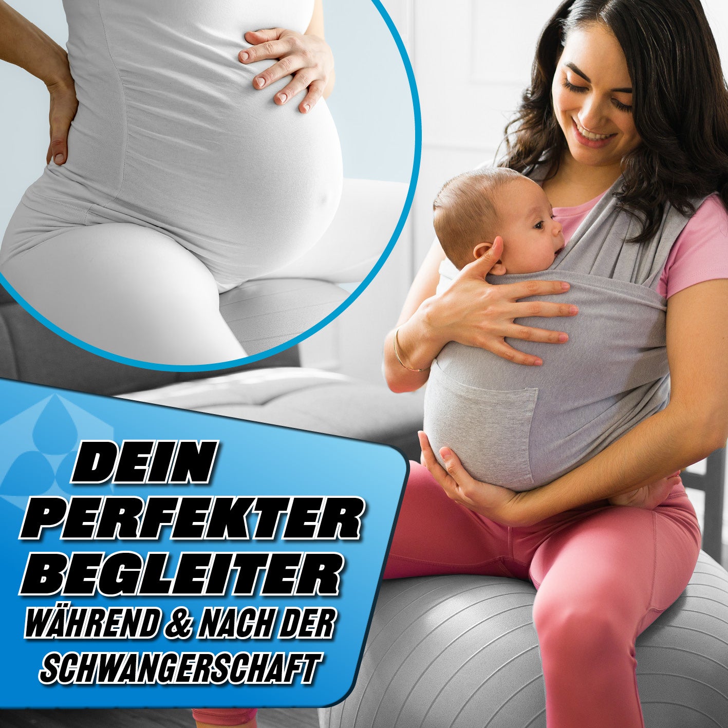 Gymnastikball inkl. Ballpumpe - Fitness Sitzball - Silber - 85 cm ideal für Schwangerschaftsgymnastik und entspannte Sitzhaltung.