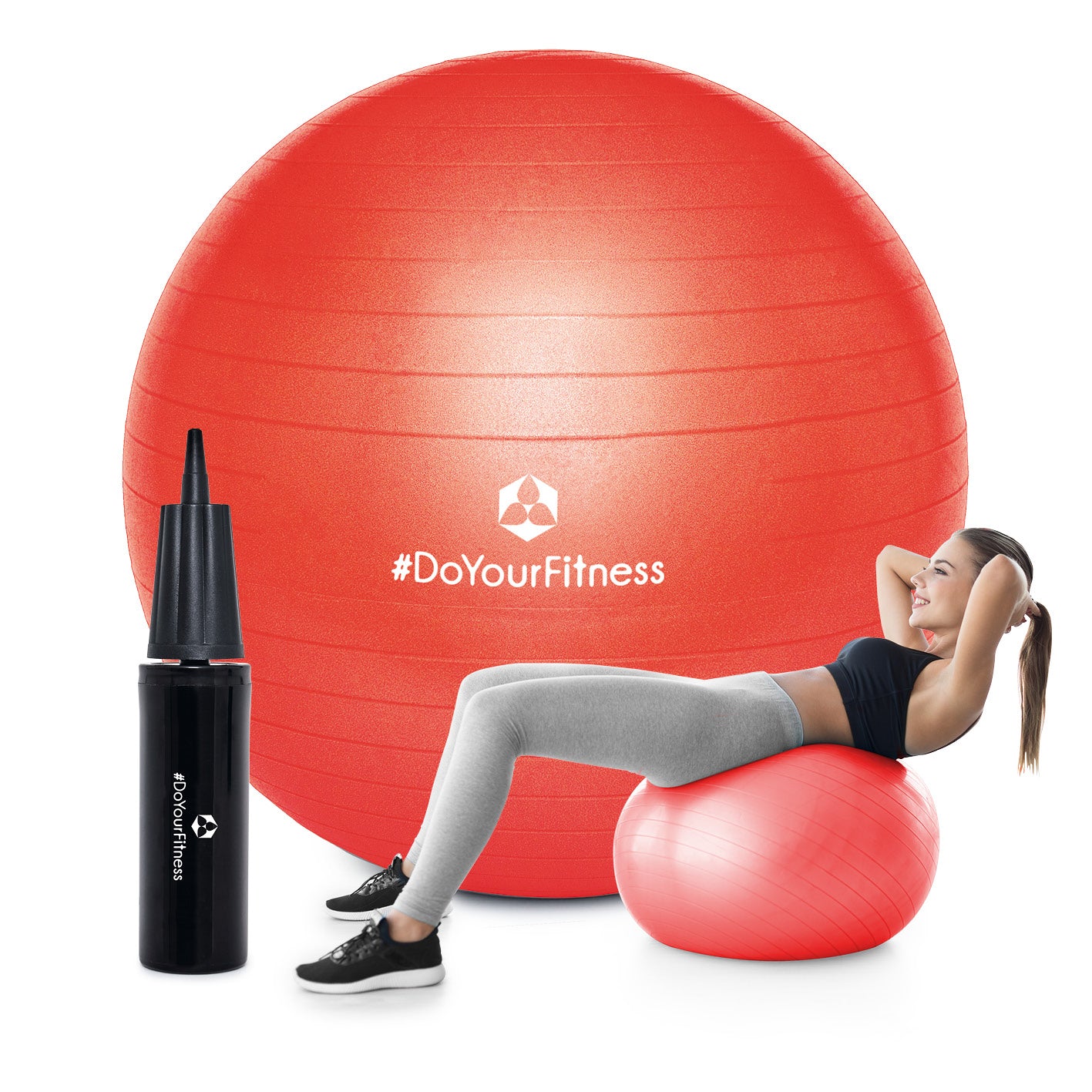 Gymnastikball inkl. Ballpumpe - Fitness Sitzball - Rot - 55 cm, strapazierfähig, vielseitig für Pilates, Training und Alltag.