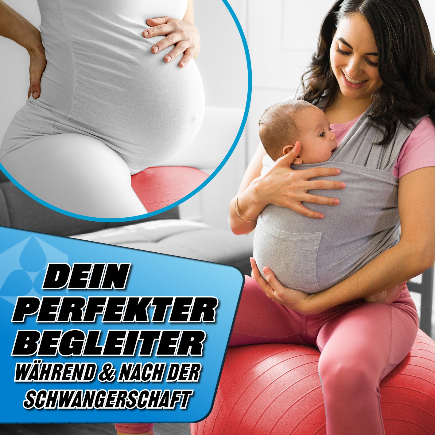 Gymnastikball inkl. Ballpumpe - Fitness Sitzball - Rot - 55 cm, ideal für Schwangerschaftsgymnastik und Alltagssitzkomfort.