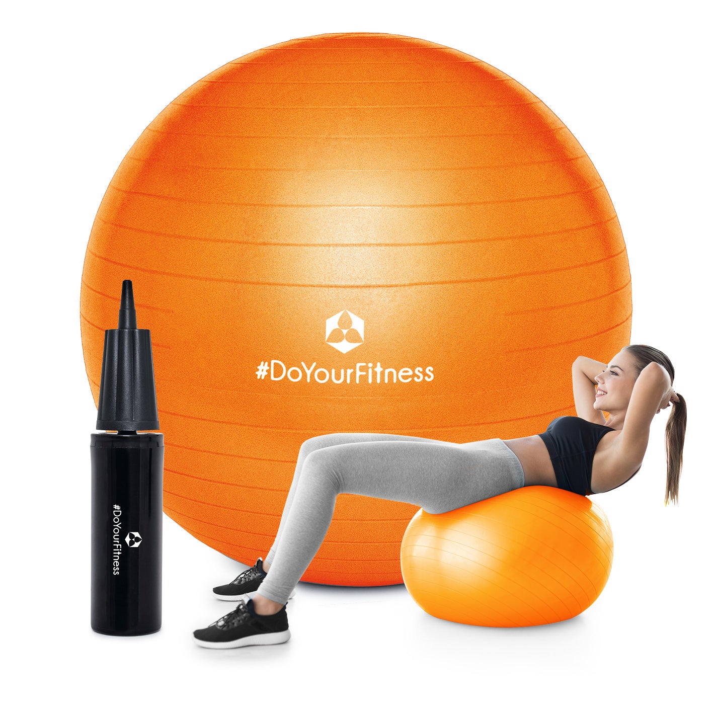Gymnastikball inkl. Ballpumpe - Fitness Sitzball in Orange, 65 cm, robust und vielseitig für Sport und Büro.