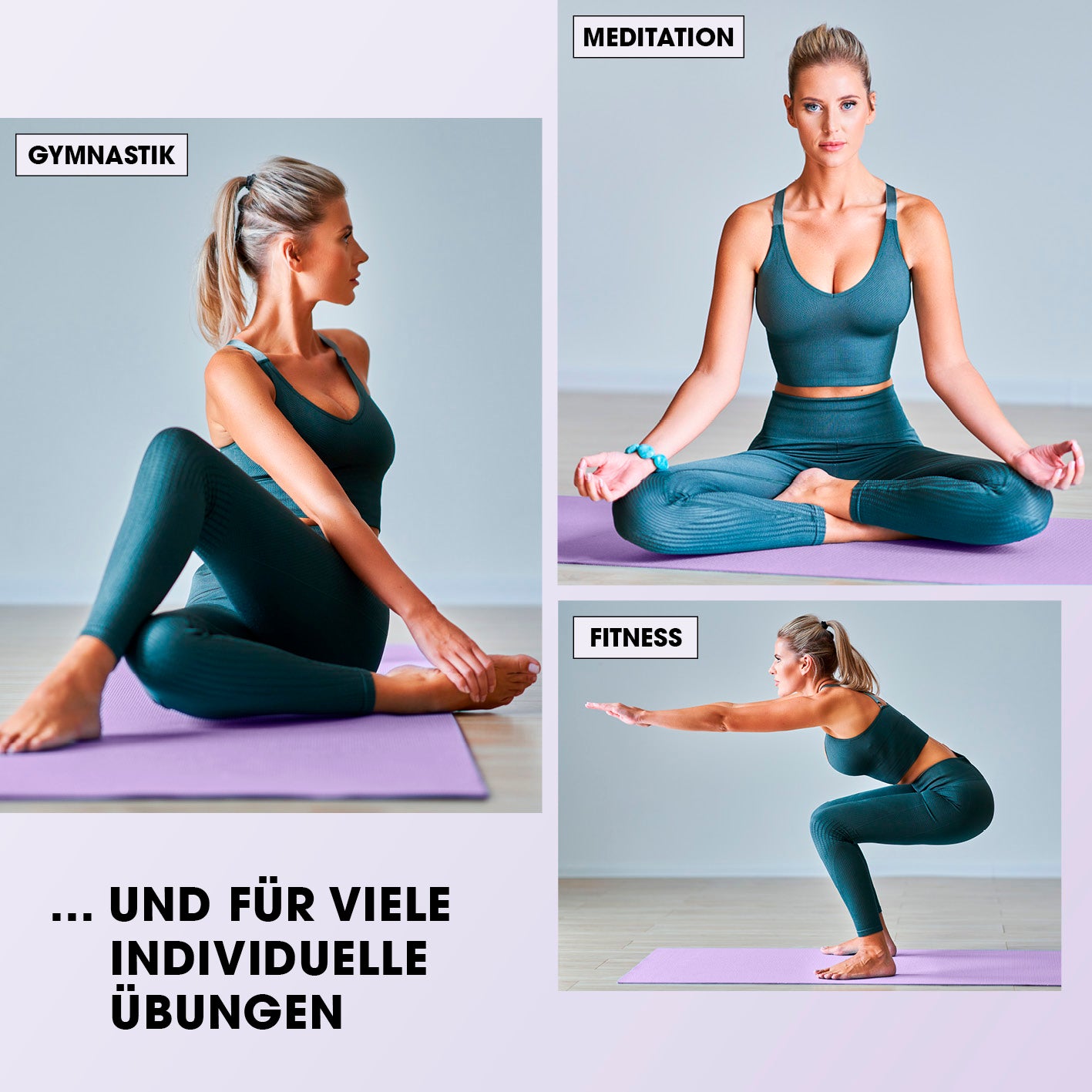 Fitness- und Gymnastikmatte - 183 x 61 x 1,5 cm - Lila, rutschfest, robust und ideal für Gymnastik, Meditation und Fitnessübungen.