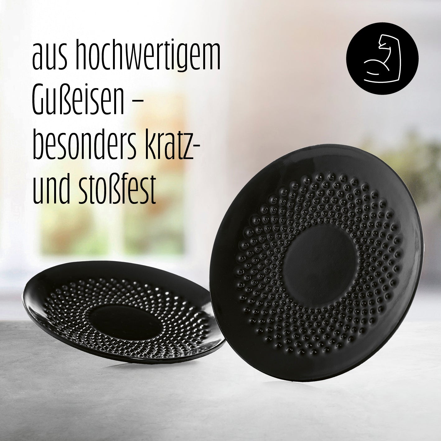 Dessertteller Set aus Gusseisen 2-teilig, Ø15 cm, hochwertig, kratz- und stoßfest, perfekt für edlen asiatischen Teegenuss.