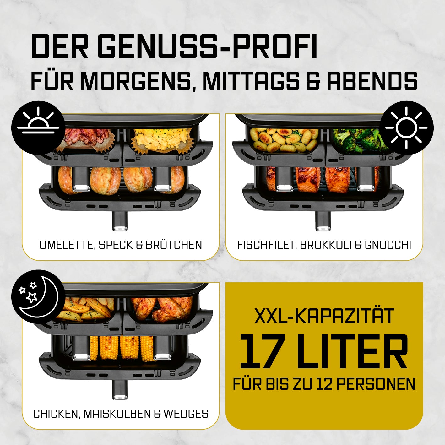 FryUp3 Vertikale 3-Kammer-Heißluftfritteuse - 17 l