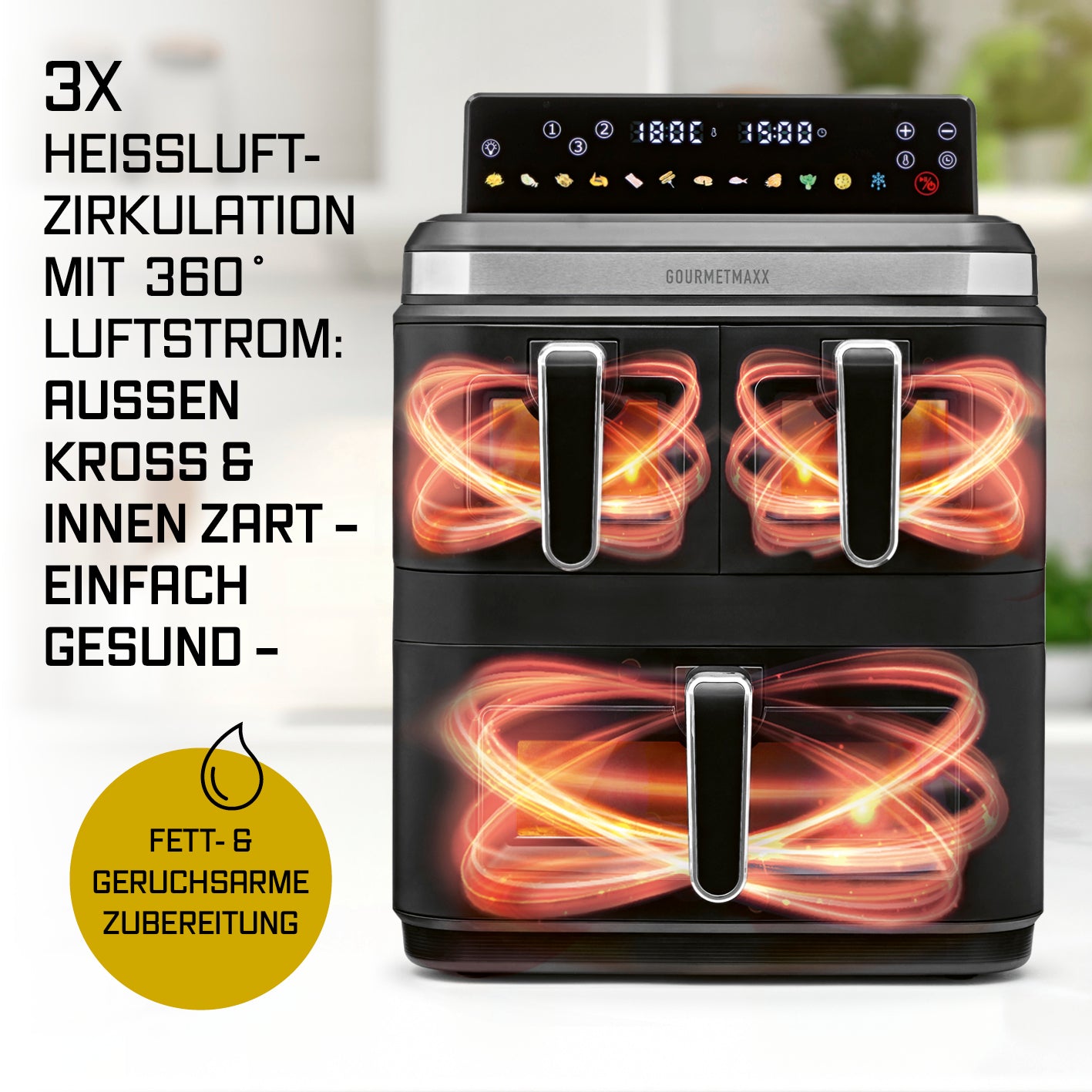 FryUp3 Vertikale 3-Kammer-Heißluftfritteuse - 17 l