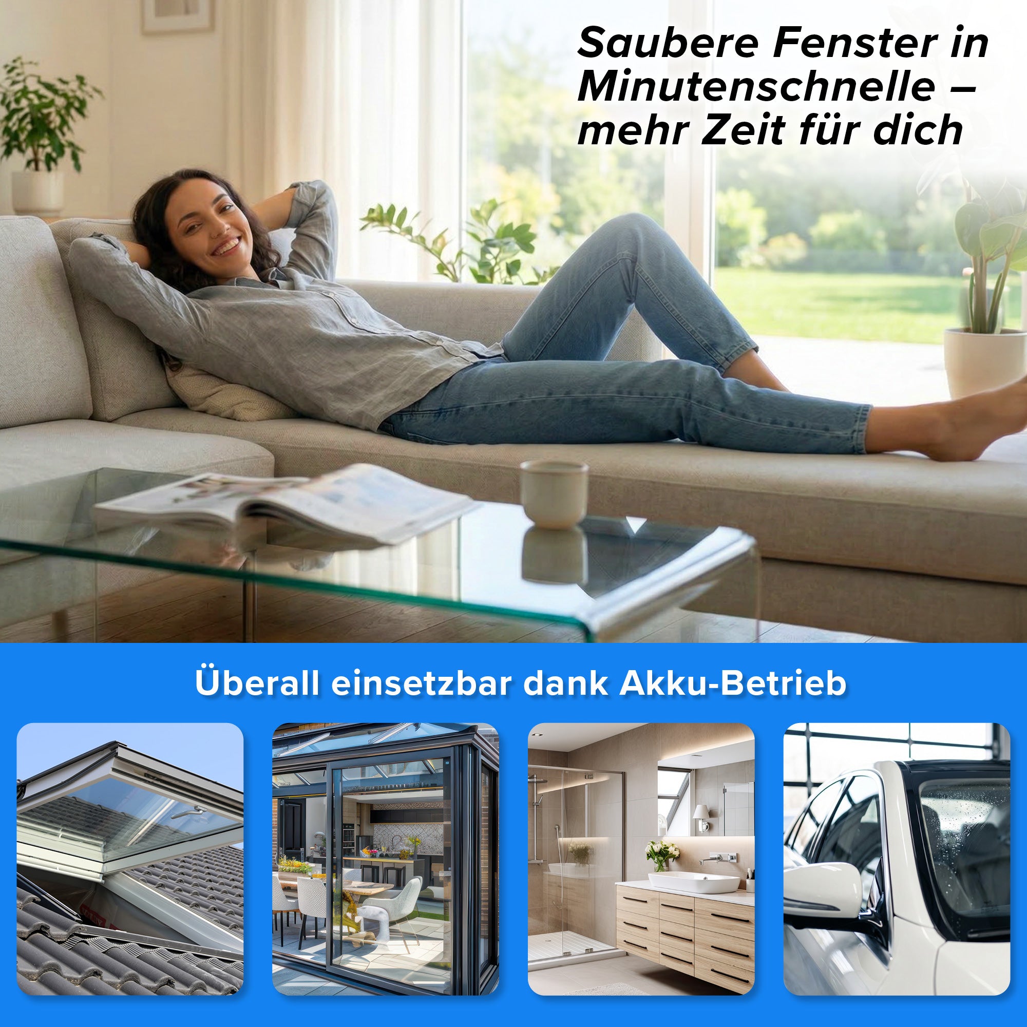 Akku-Fensterreiniger - Weiß-Schwarz